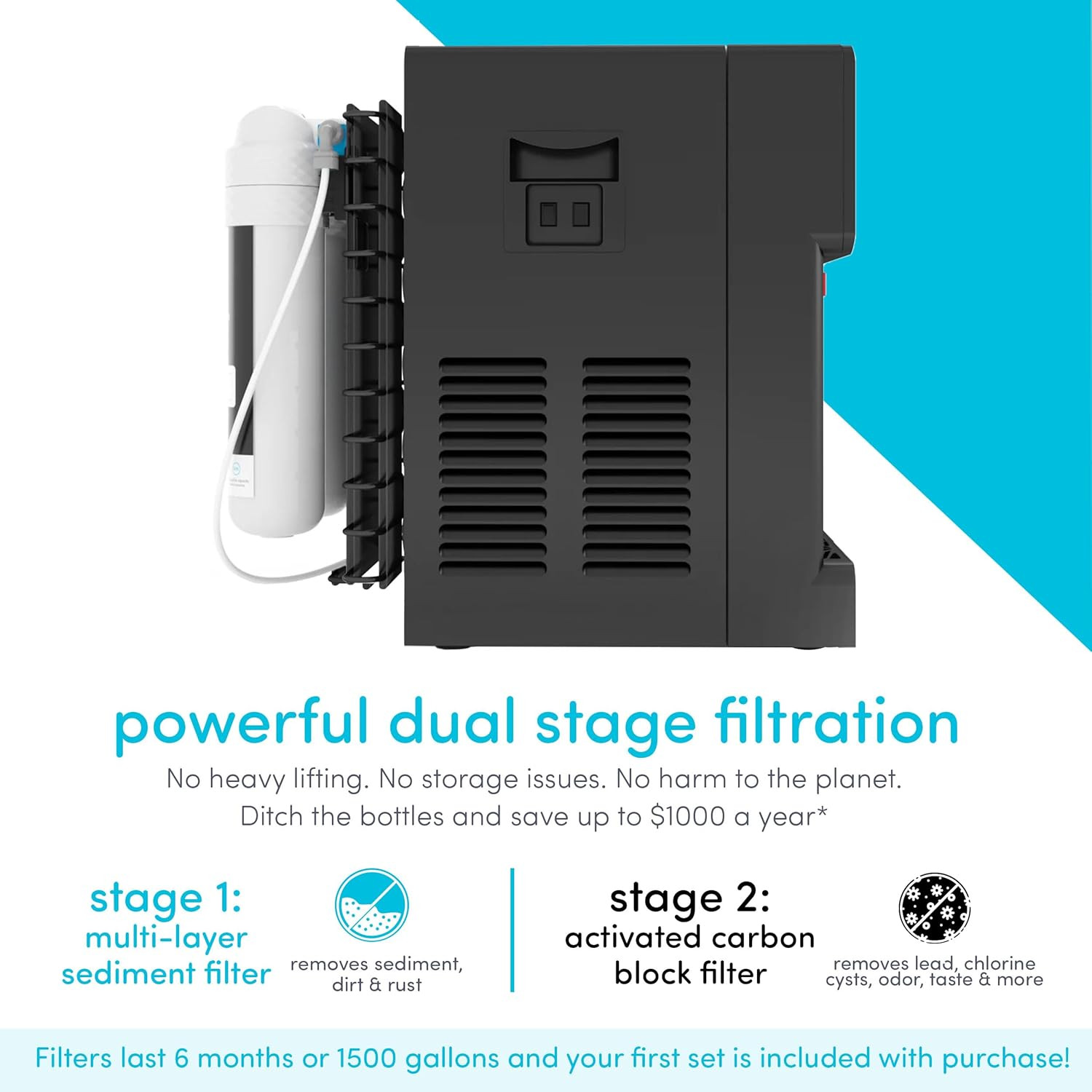 Avalon B8BLK Countertop Touchless Bottleless Water Cooler-2 Stage Water Filters