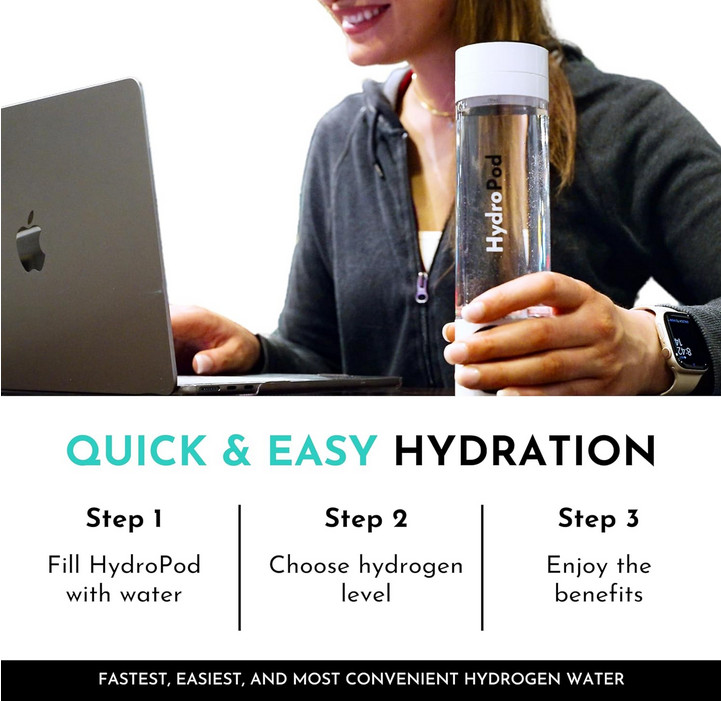 Wholevibe Wellness HydroPod Hydrogen Water Bottle; Ion Water Bottle NEW Sealed