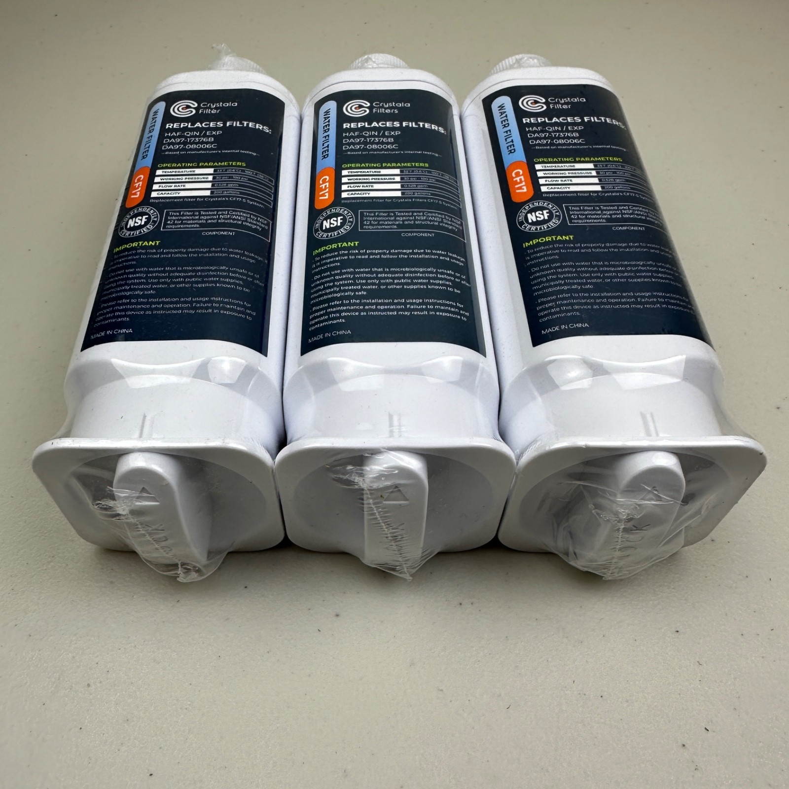 3 PACK Crystala Filters for Samsung Water Filter DA97-17376B HAF-QIN/EXP