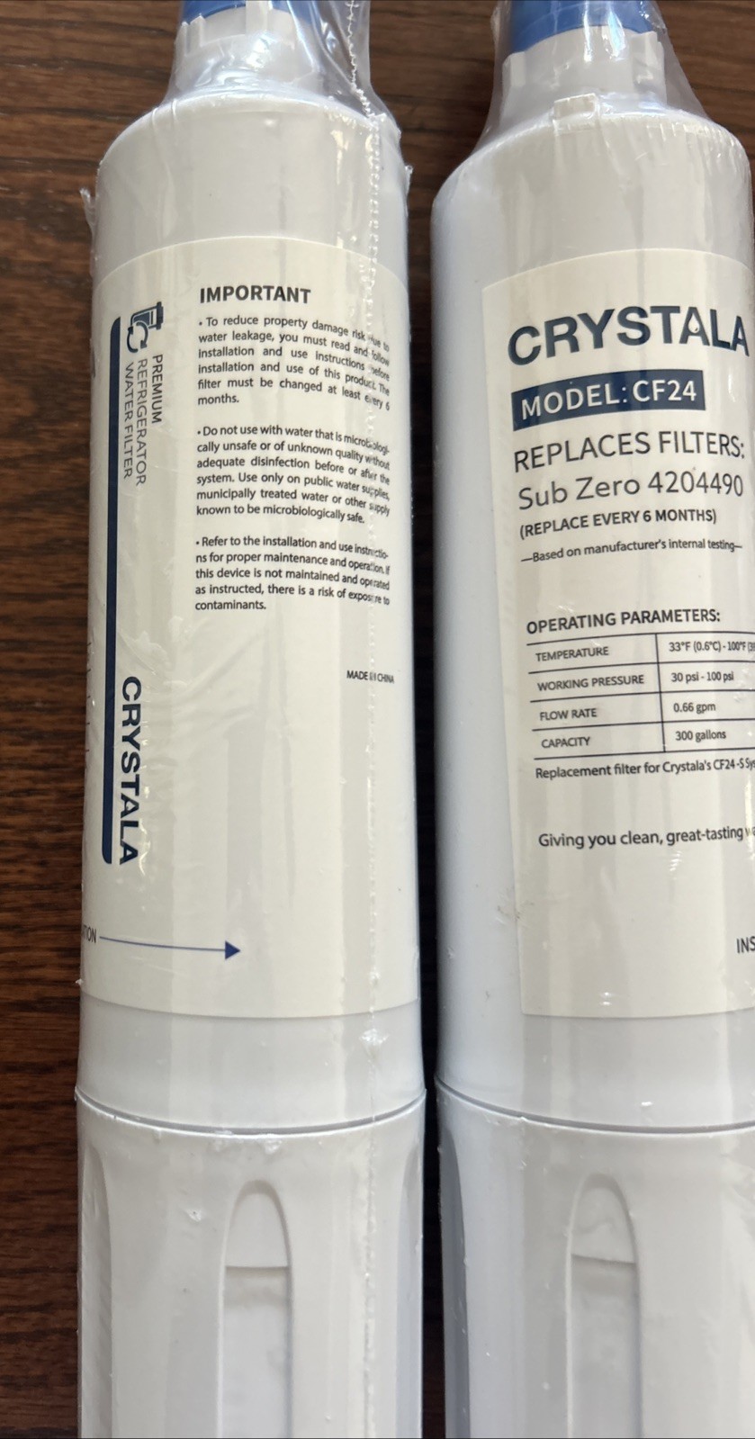 2 PACK Crystala Filters Water Filter Replacement for Sub-Zero 4204490, 4290510
