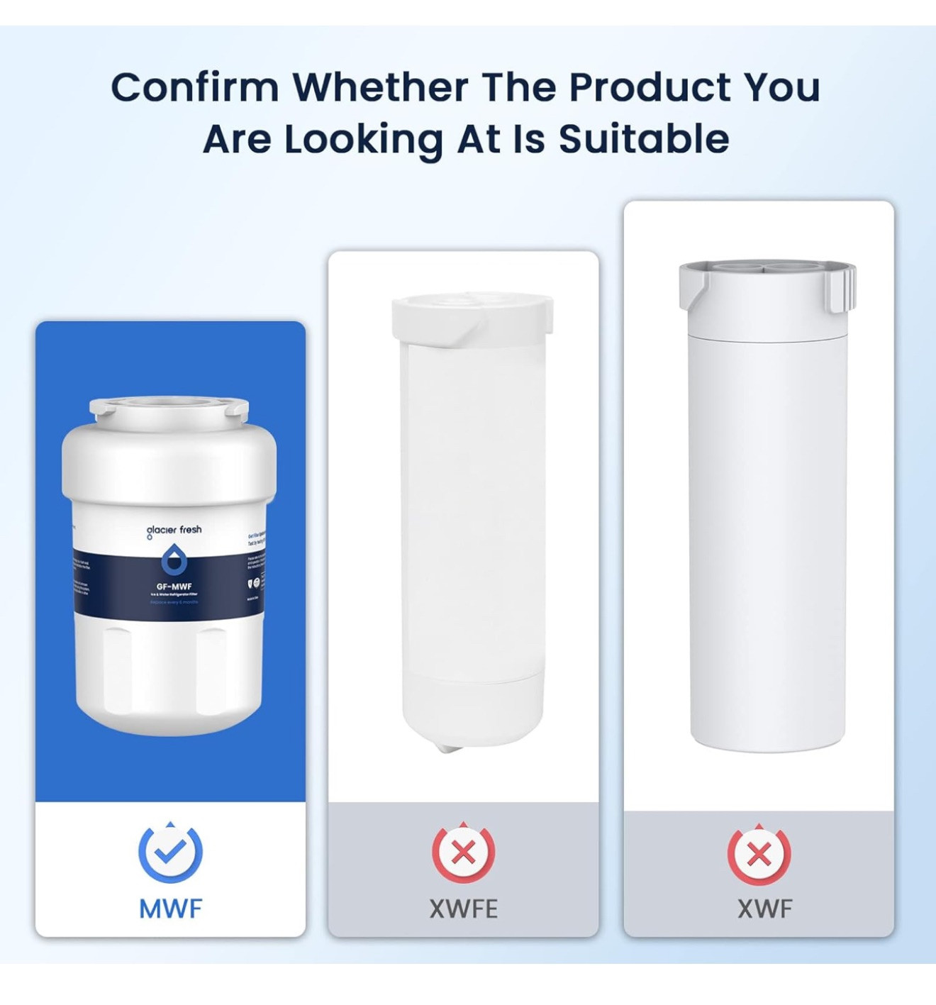 2PK GLACIER FRESH Replacement for MWF Refrigerator Water Filters, SmartWater…