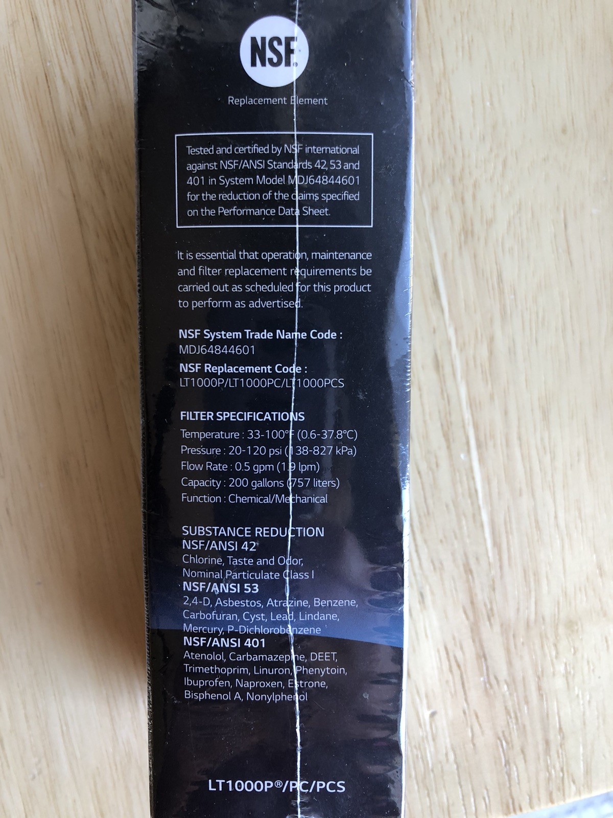 LG water Filter replacement Cartridge LT1000P/PC/PCS New Sealed ADQ747935