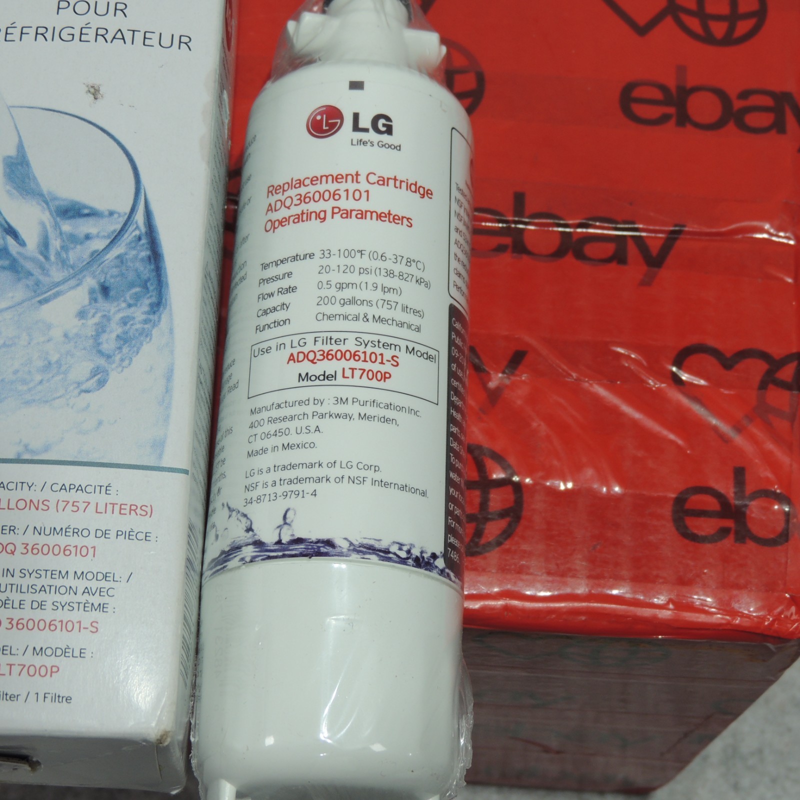 LG LT700P Replacement Refrigerator Water Filter OEM Genuine (ADQ36006101)