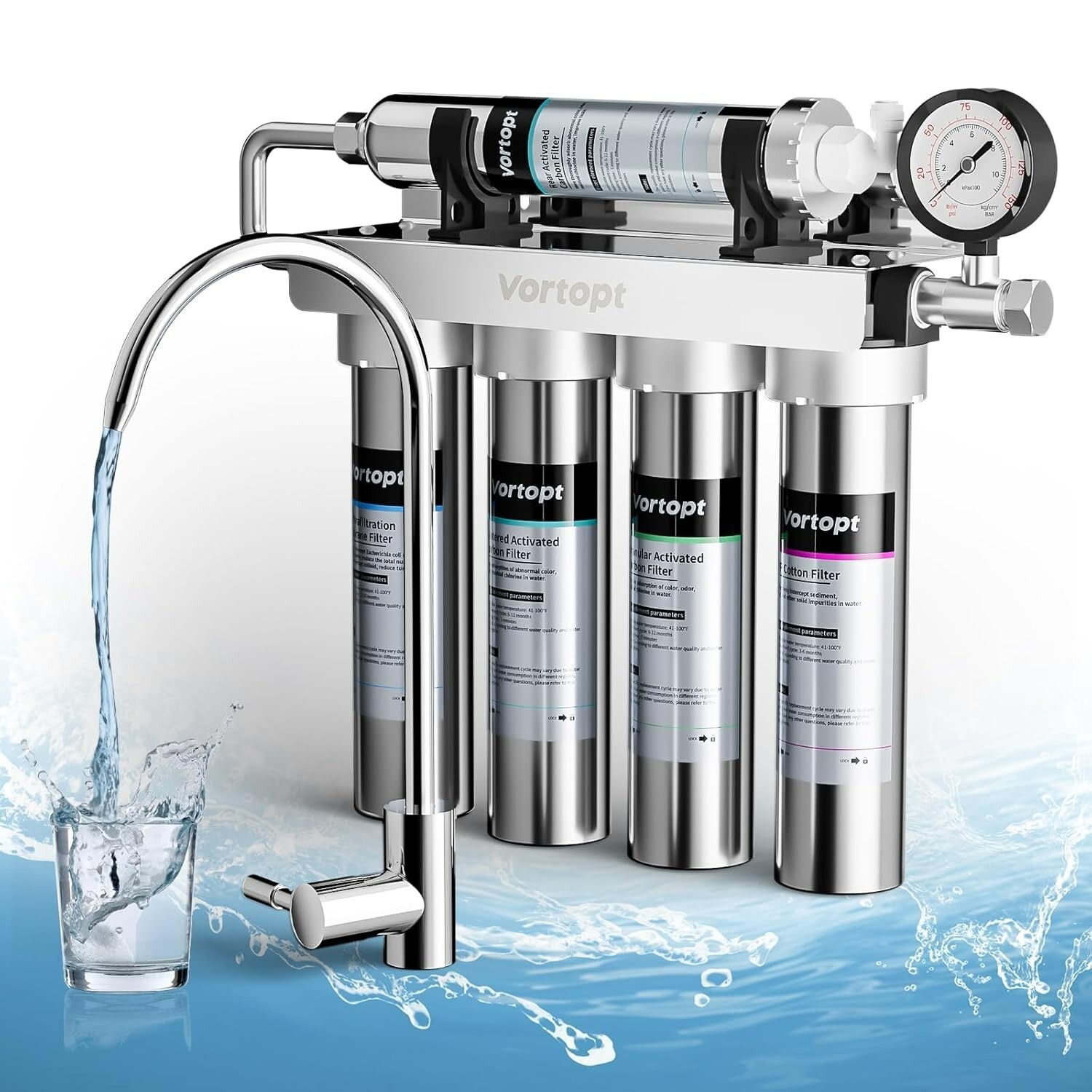Under Sink Water Filtration System-NSF&CEC Certified,Stainless Steel Water Filte