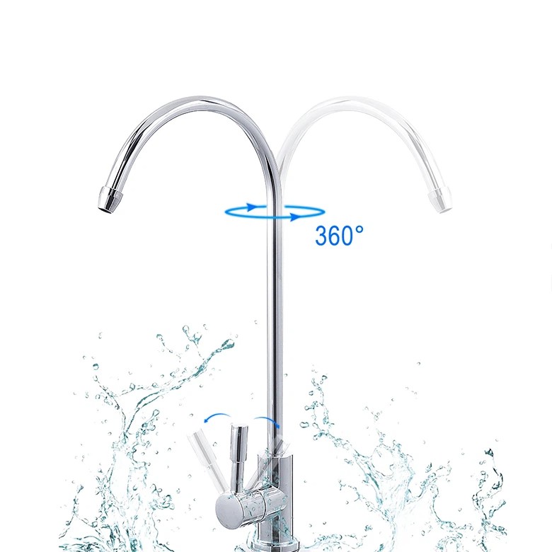 1/4» RO Water Filter Curved Sink Faucet Tap Chrome Reverse Osmosis Drinking