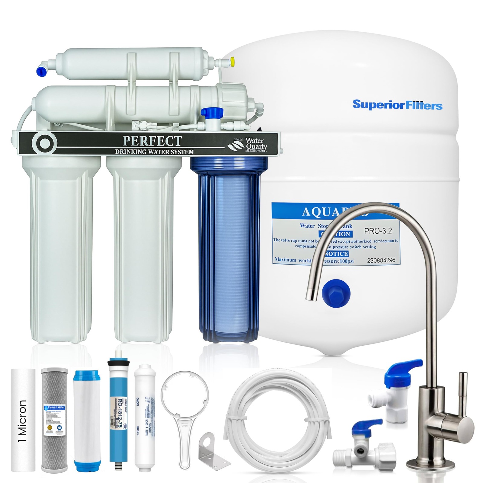 SUPERIOR FILTERS 5-Stage Reverse Osmosis Water Filter System – 75 GPD RO Drinki
