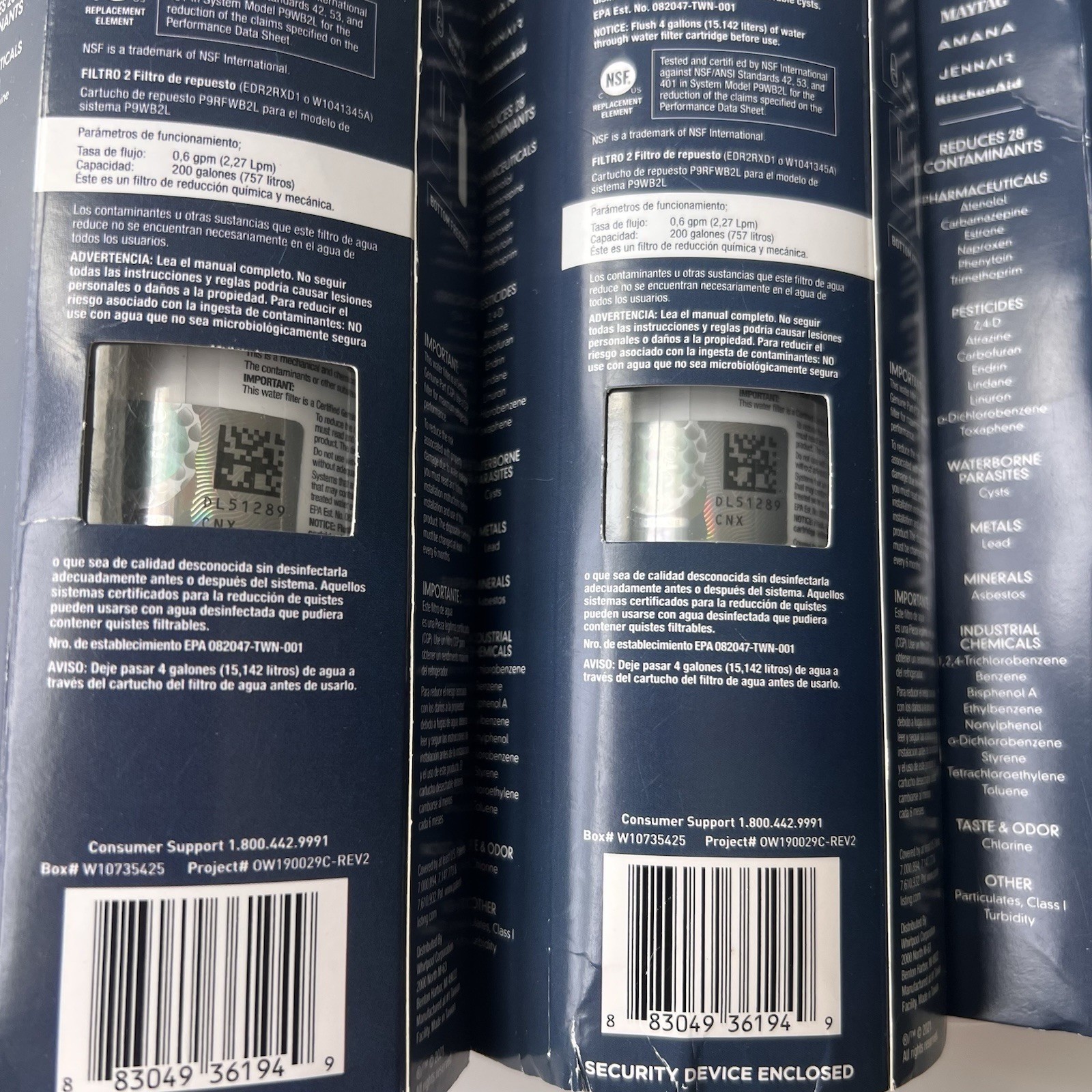 Lot of 3 EVERYDROP # 2 Refrigerator Ice & Water Filter ΕDR2RXD1 every drop