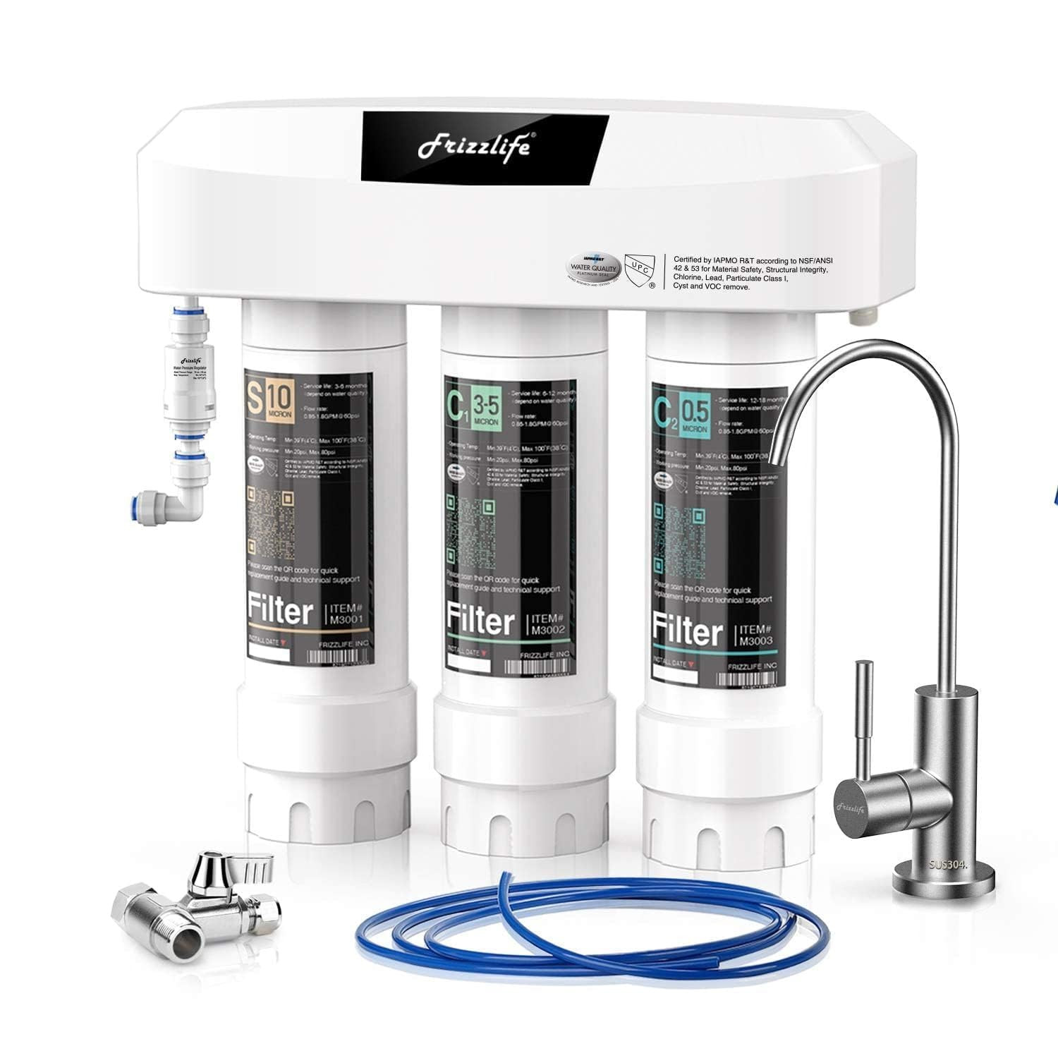 under Sink Water Filter System, NSF/ANSI 53&42&372 Certified, 8 Layer 0.5 Micron