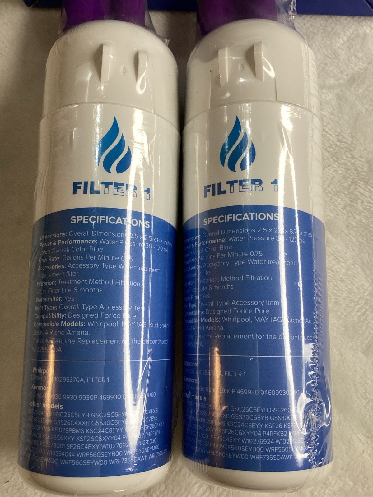 2 Pack D FILTERS HD1 Replacement Refrigerator Filters W10295370A EDR1RXD1 PAHOLD