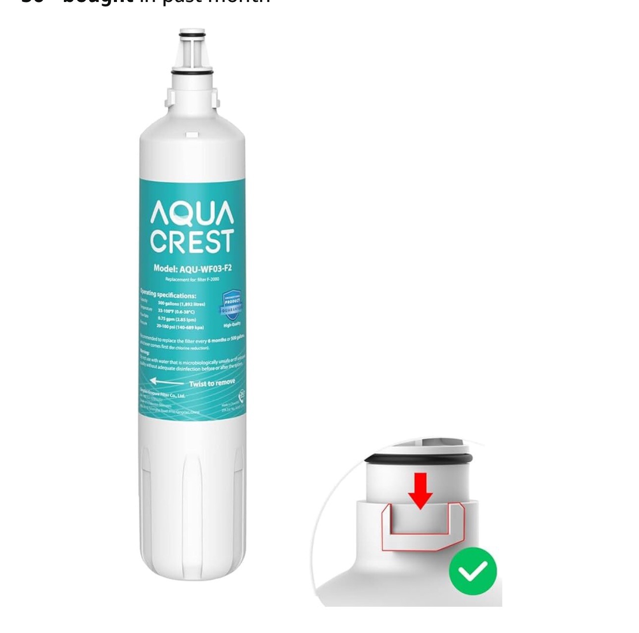 AQUA CREST F-2000, F-1000 Water Filter, Replacement for Sub-Zero 4204490, 429051