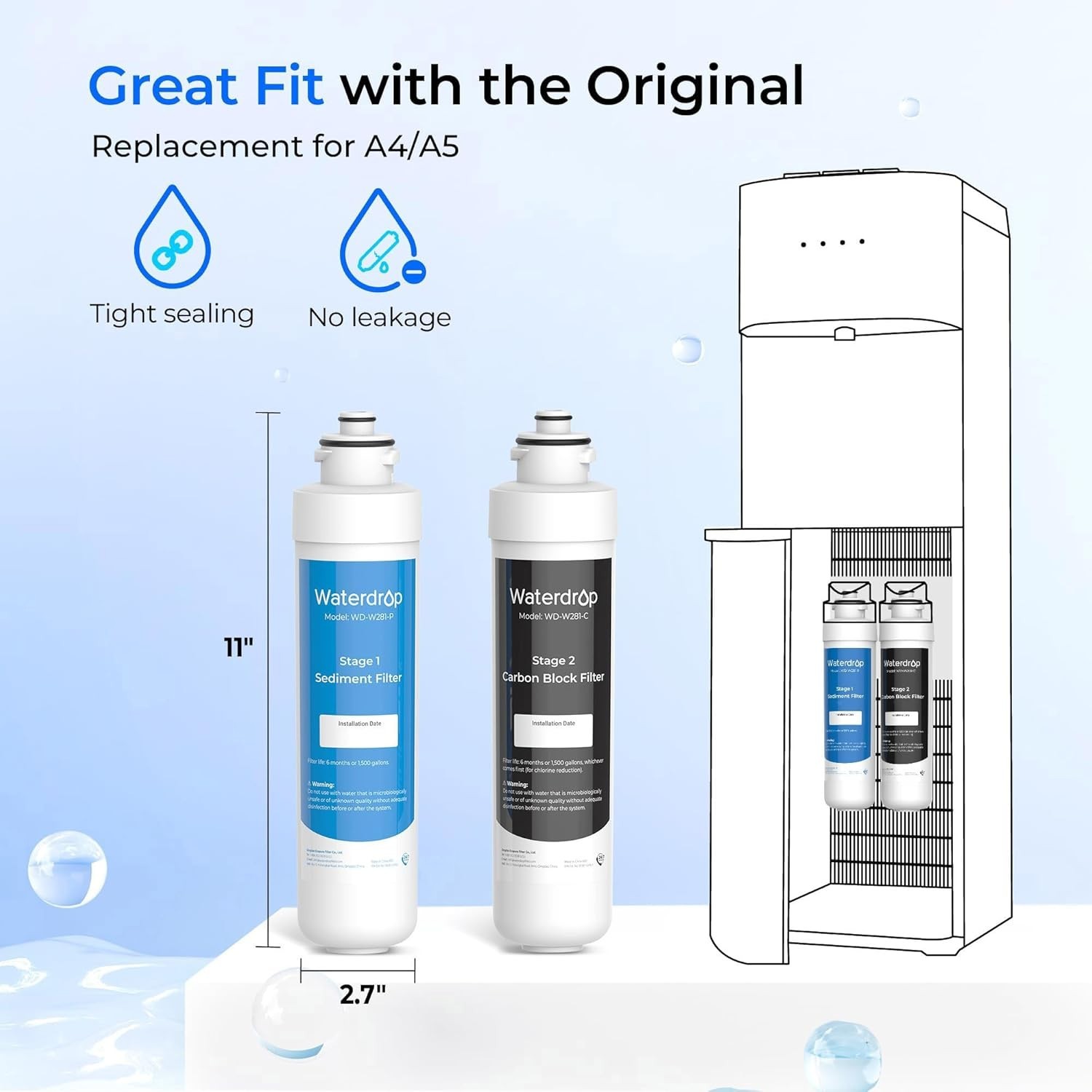 W281 Water Filters for Water Coolers, Replacement for All Avalon® Branded Bottle