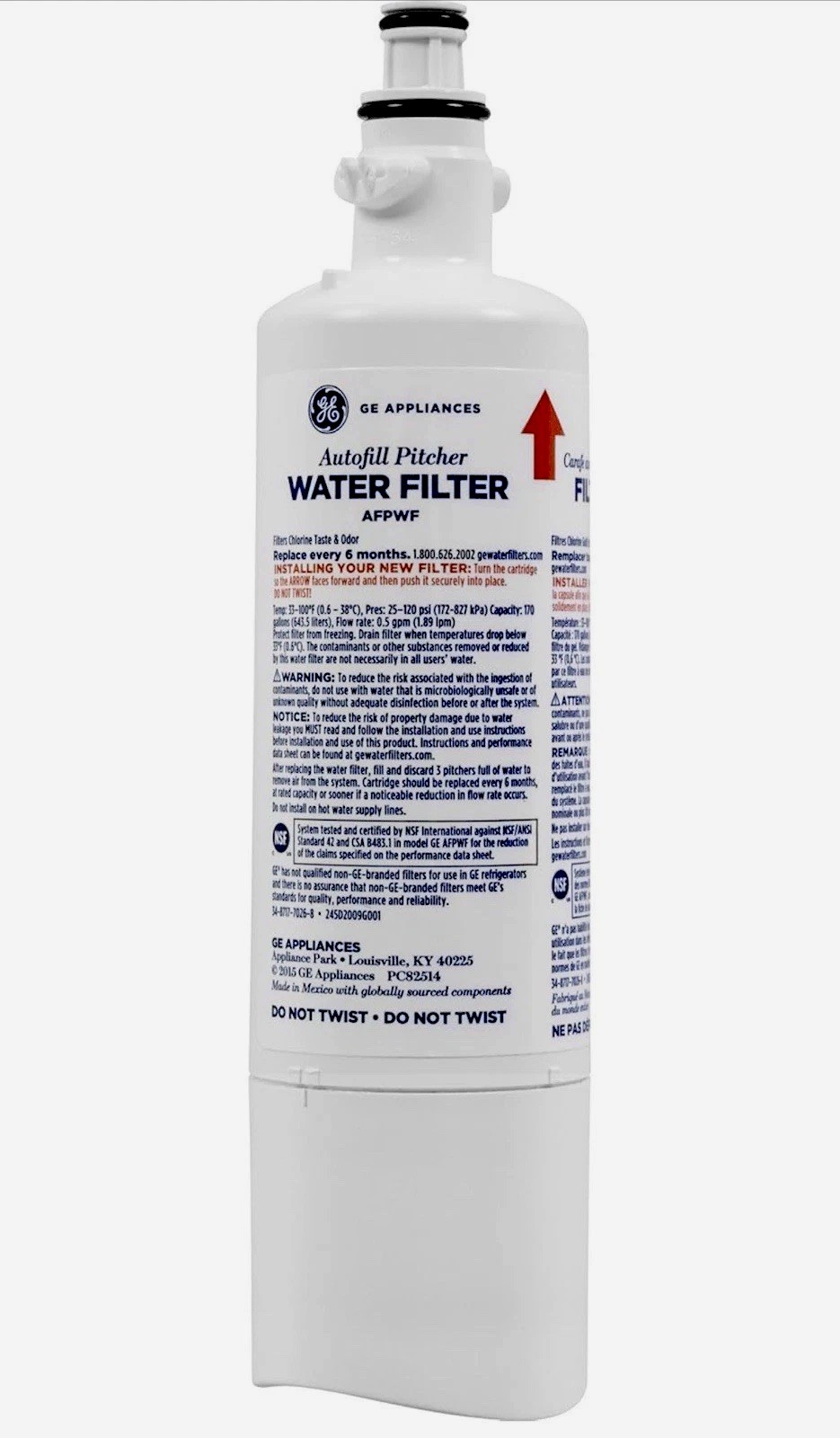 GE AutoFill Pitcher Refrigerator Water Filter 170 Gallons/6 months, AFPWF
