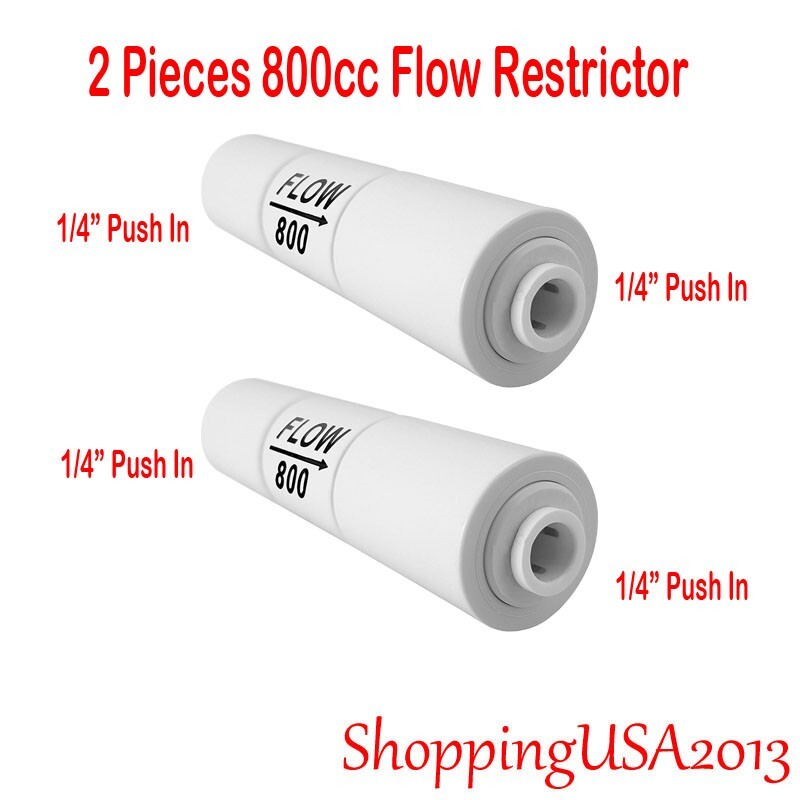 2 Pcs 800 ML Flow Restrictor Push In Quick Connect Unter Sink RO Water Filter