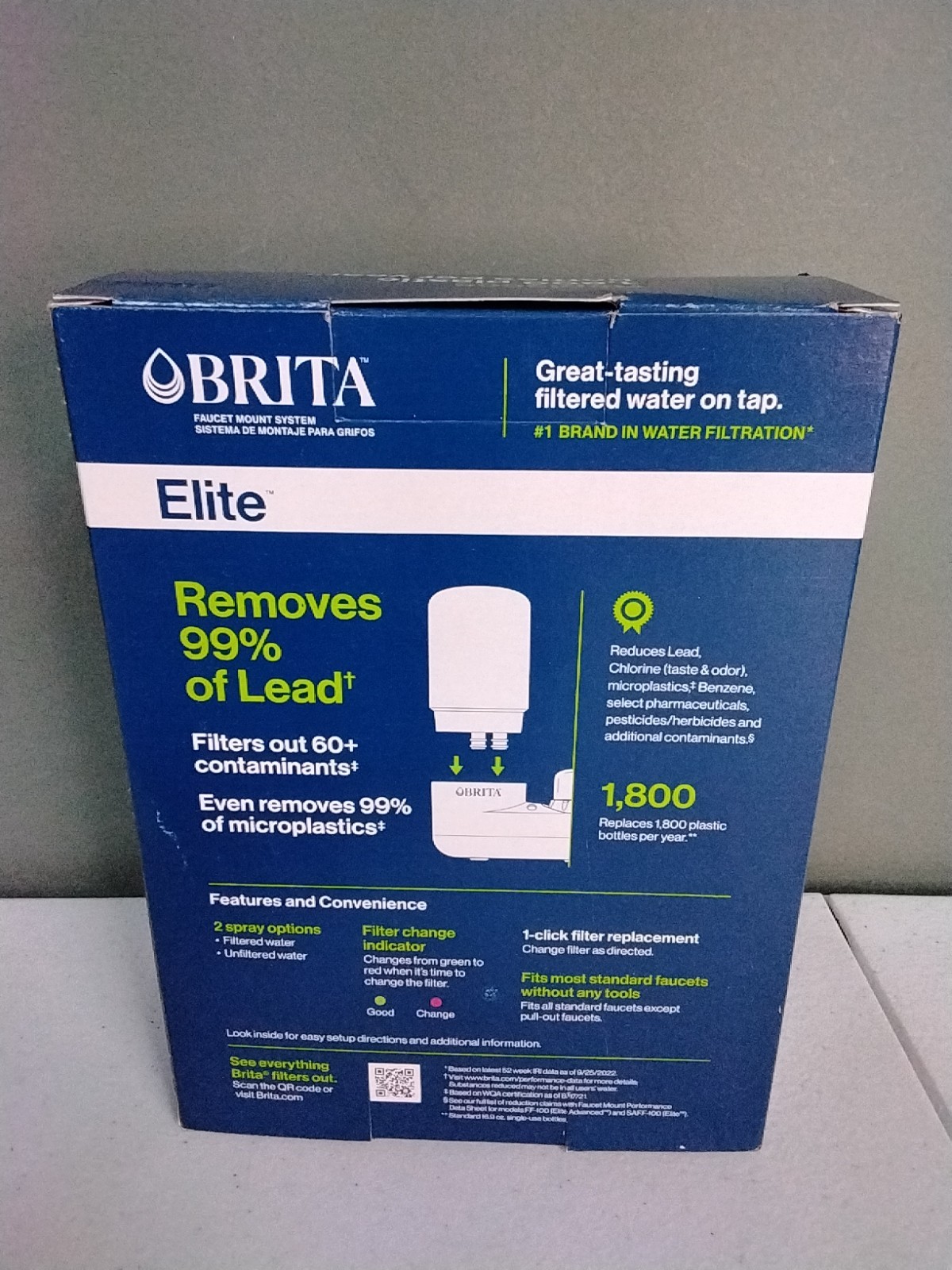 BRITA Elite Faucet Mount Filtration System Water Purification Chrome NEW