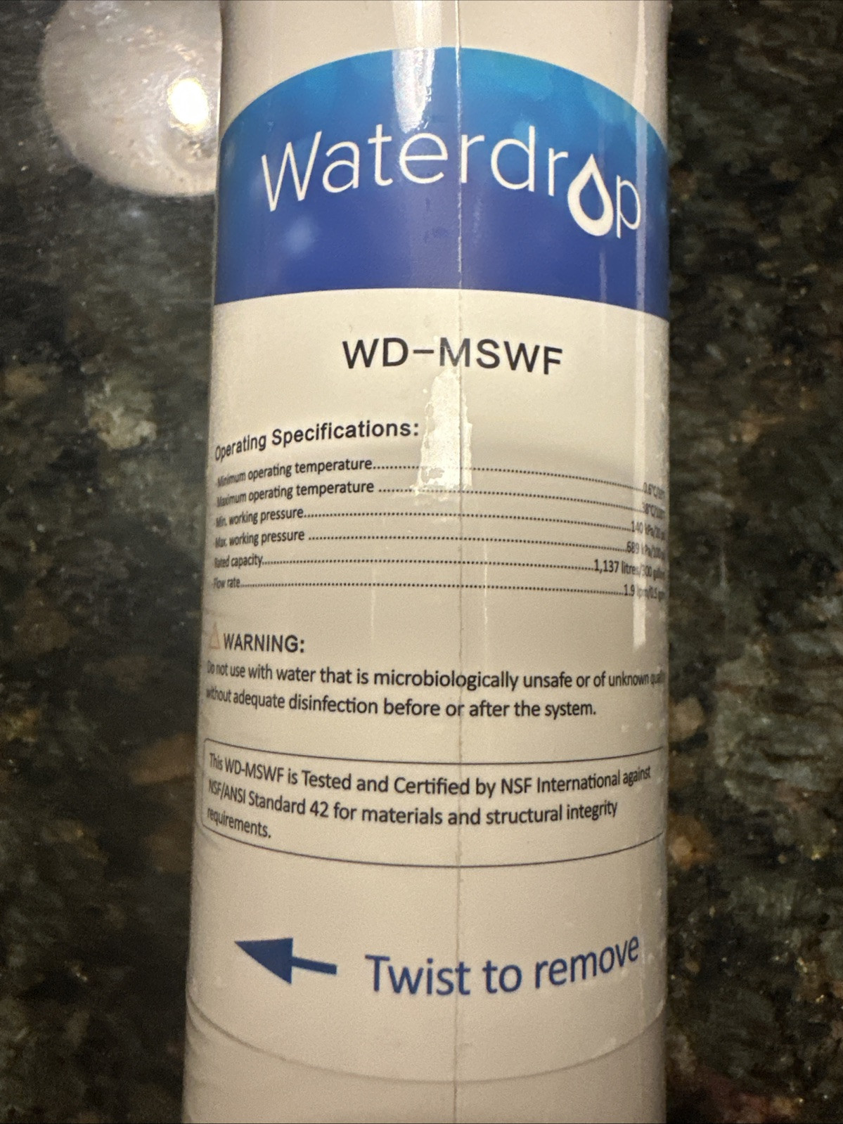 NEW Sealed WATERDROP REPLACEMENT WATER FILTER WD-MSWF GE Refrigerator