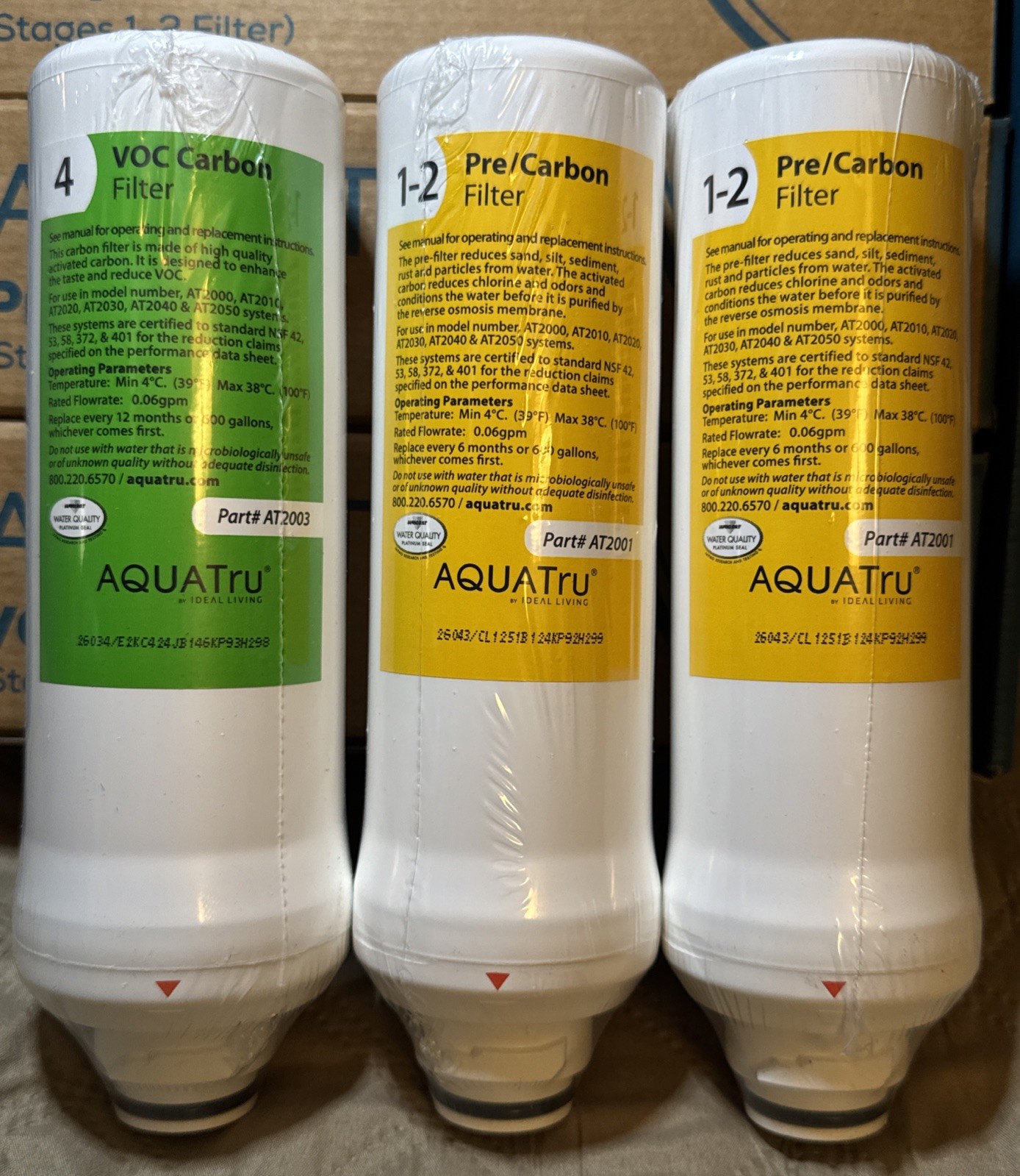 AquaTru 1-Yr Filter Combo Pack 2 Pre/Carbon Stage 1-2 & 1 VOC Carbon Stg4 Filter