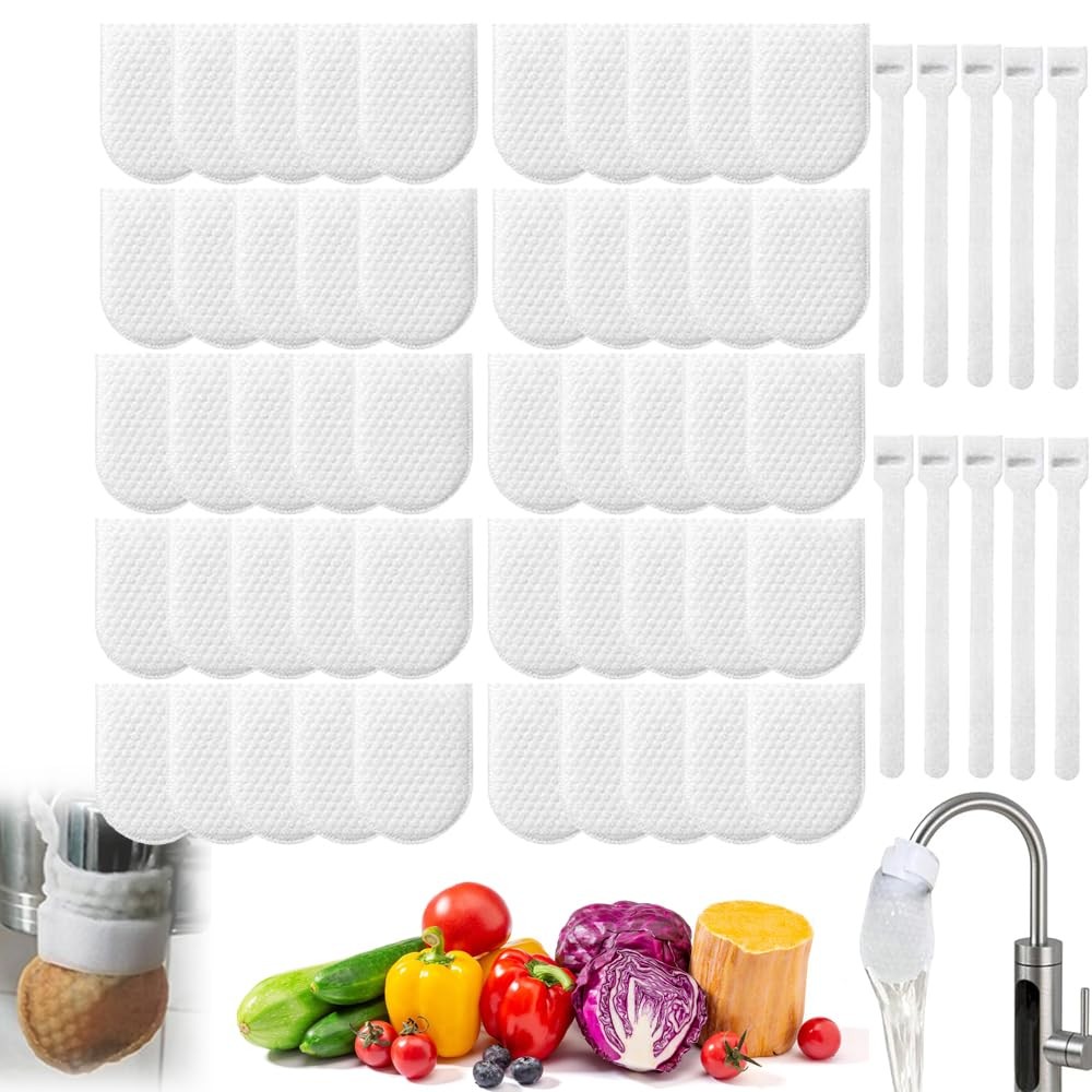 50Pcs Faucet Filter Cotton Bags,Anti-Splash Water,Remove Limescale Sand Rust