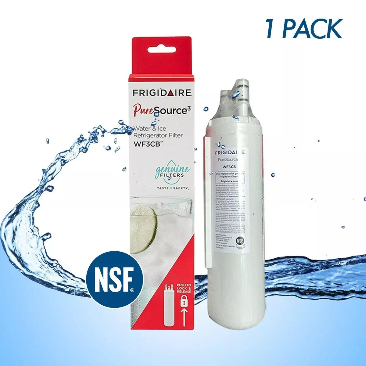 1 Pack Frigidaire WF3CB Pure Source 3 Water & Ice Refrigerator Filter Sealed New