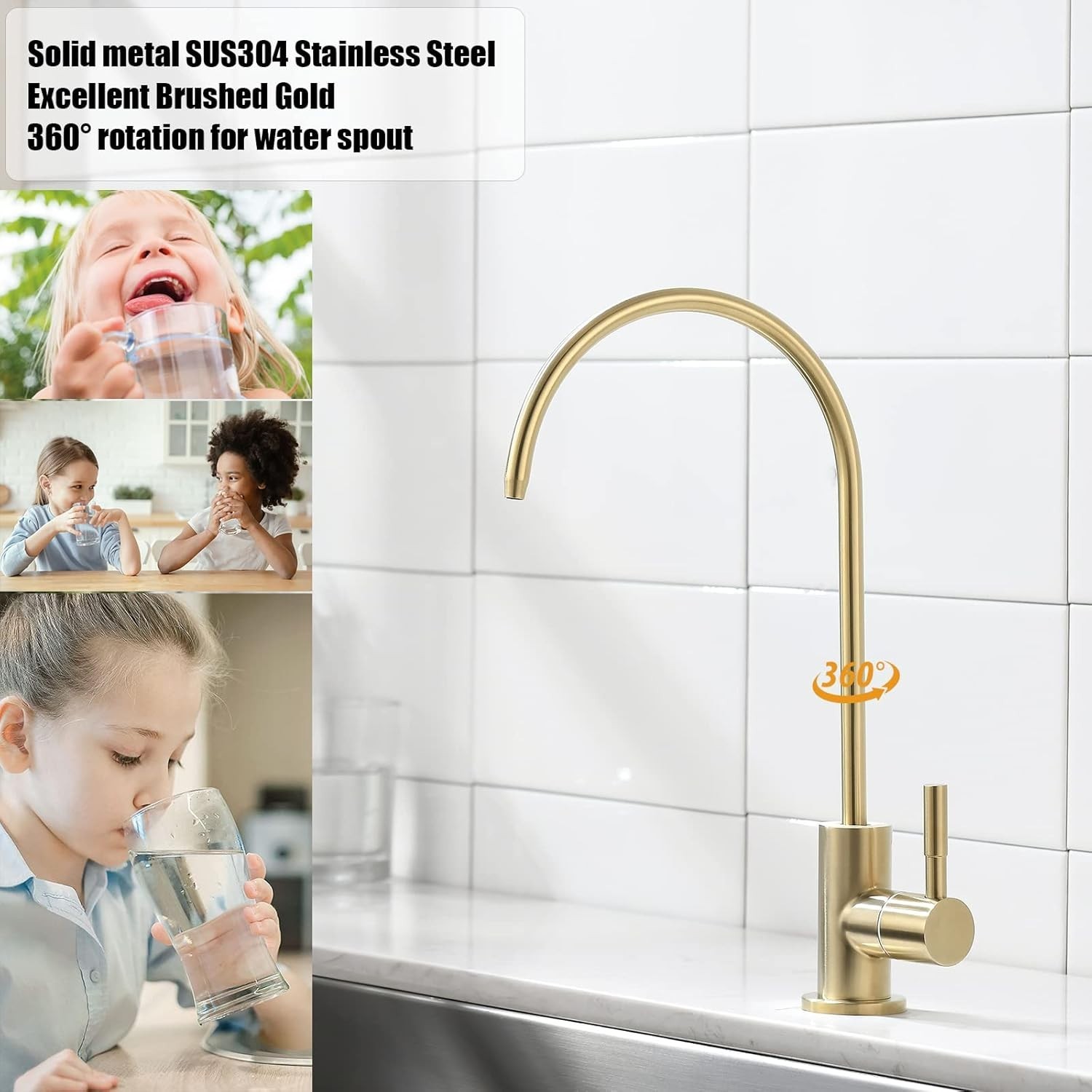 Gold Water Filter Faucet for Kitchen – Leak-Proof Design & Easy Install