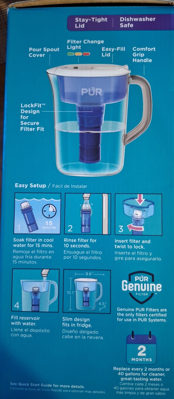 Pur 7-cup 3-in-1 Blue Water Filer Filtration Pitcher NIB