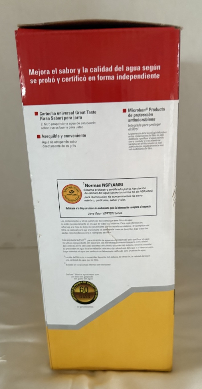 Dupont WFPT075X Vista Water Pitcher with 40 Gallon Filter Cartridge NEW