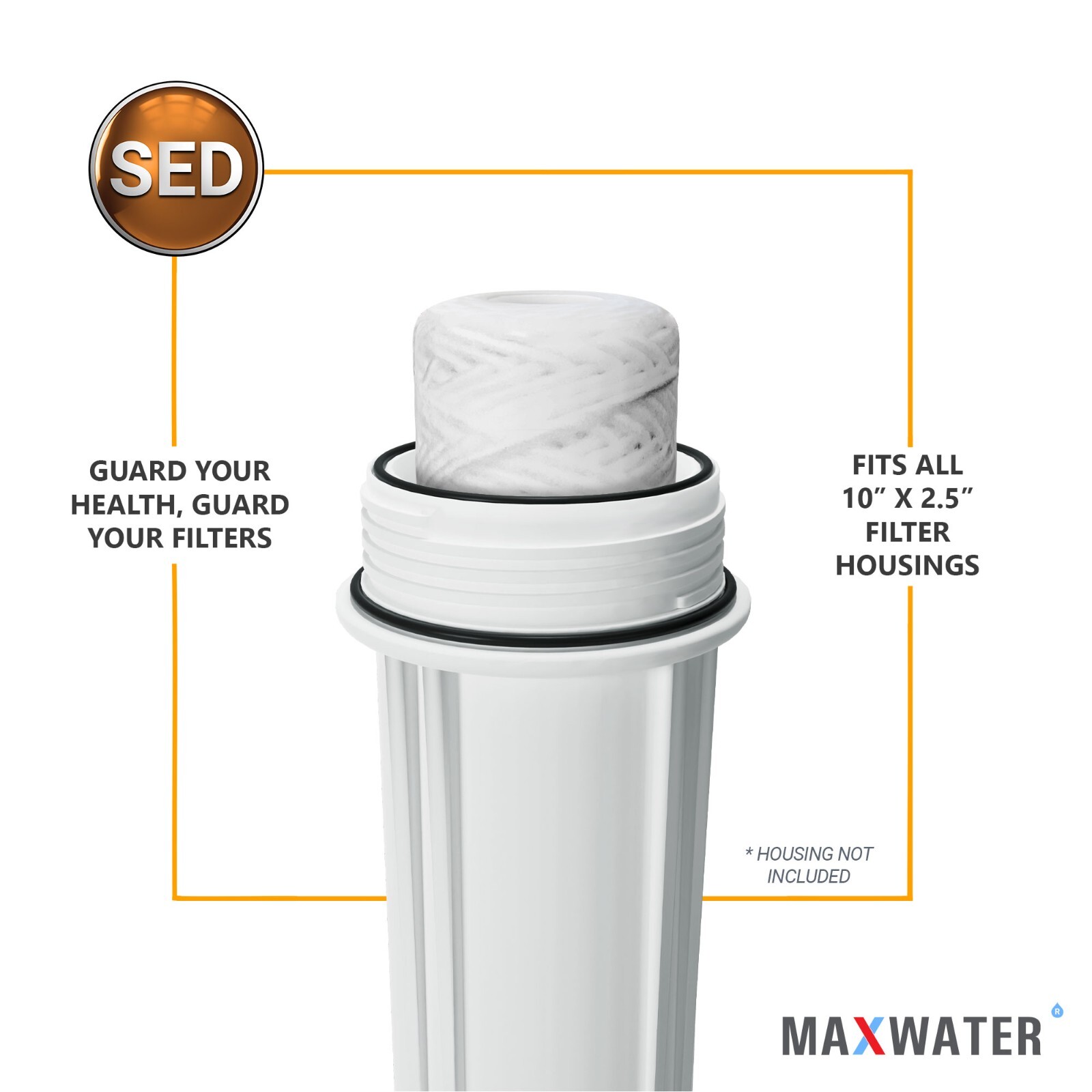 String Wound Sediment Water Filter Cartridge Standard 2.5″ x10″ 5 Micron 50 Pack