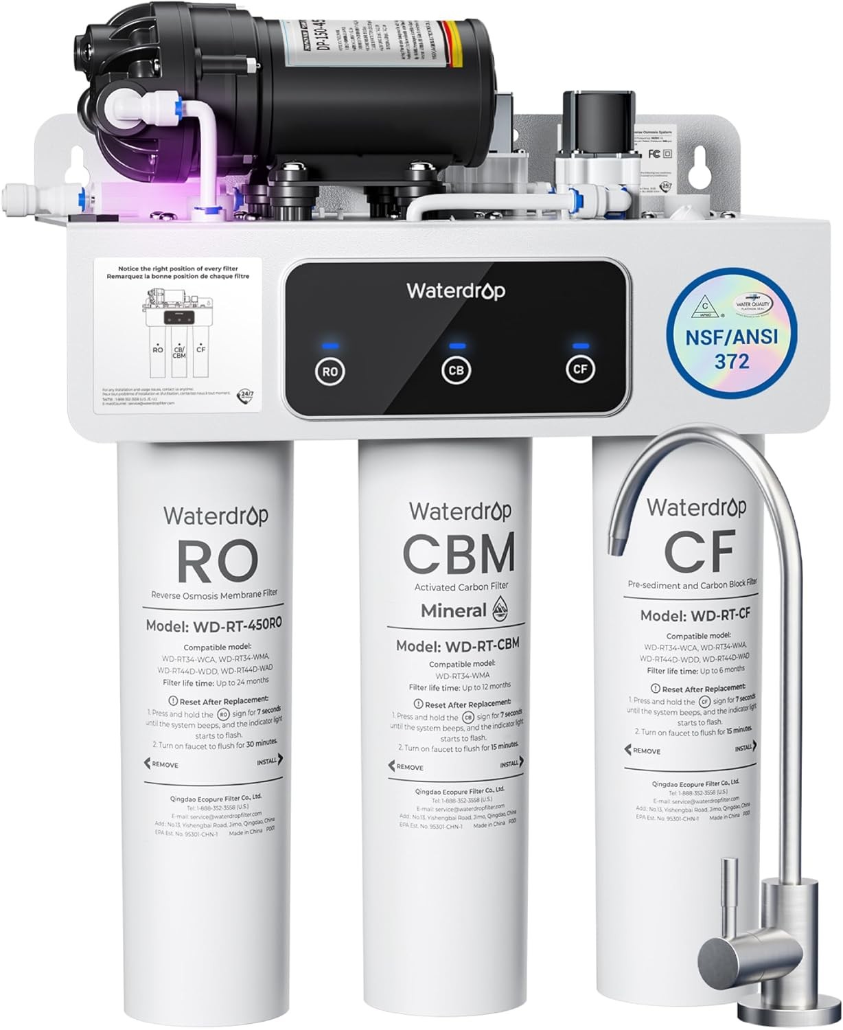 Waterdrop WD-T3-M Remineralization Reverse Osmosis Water Filter, 9-Stages