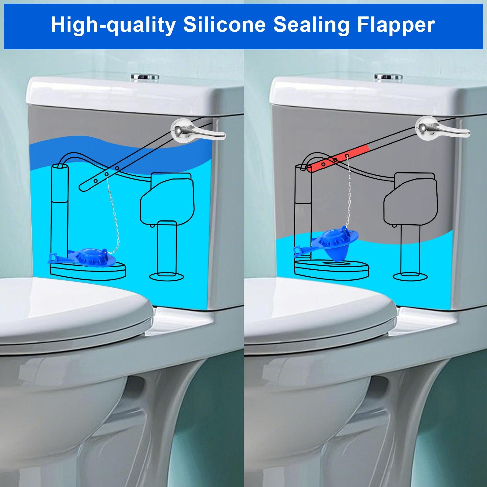 Universal Toilet Flapper Replacement Kit, 2 Inch Toilet Tank Flapper with Sta…