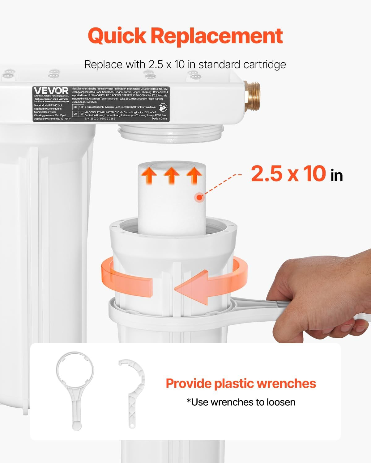 RV Water Filter, 2-Cartridge 2.5 X 10 in Water Filter System for RV, Remove Sedi