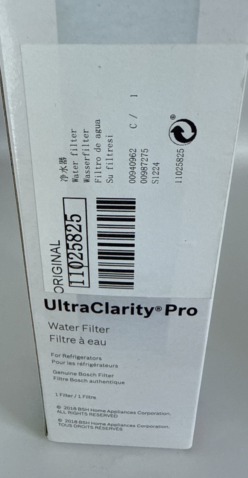 Bosch Twist-In Fridge UltraClarity Pro Water Filter NEW & SEALED $50 Retail