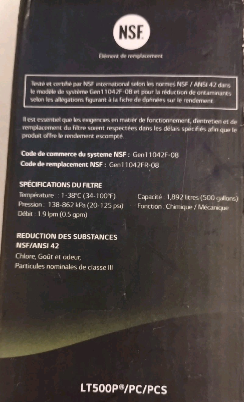 LG LT500P 6 Month 500 Gallon Capacity Replacement Refrigerator Water Filter