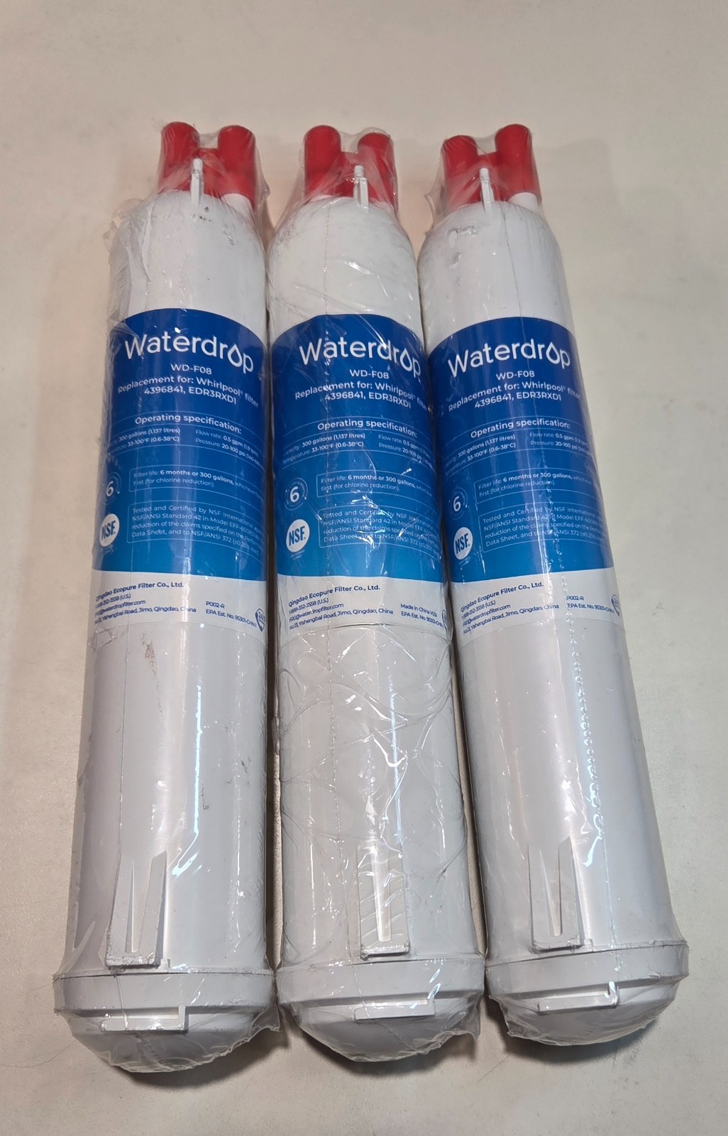 NEW LOT of 3 Genuine Waterdrop Filters Model WD-F08 Sealed plastic