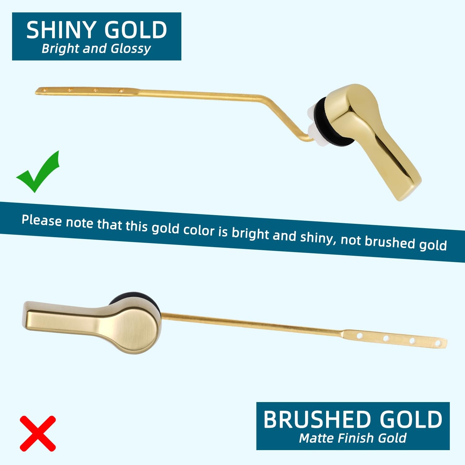 Brushed Gold Universal Metal Toilet Tank Lever Replacement Kit Flapper Chain
