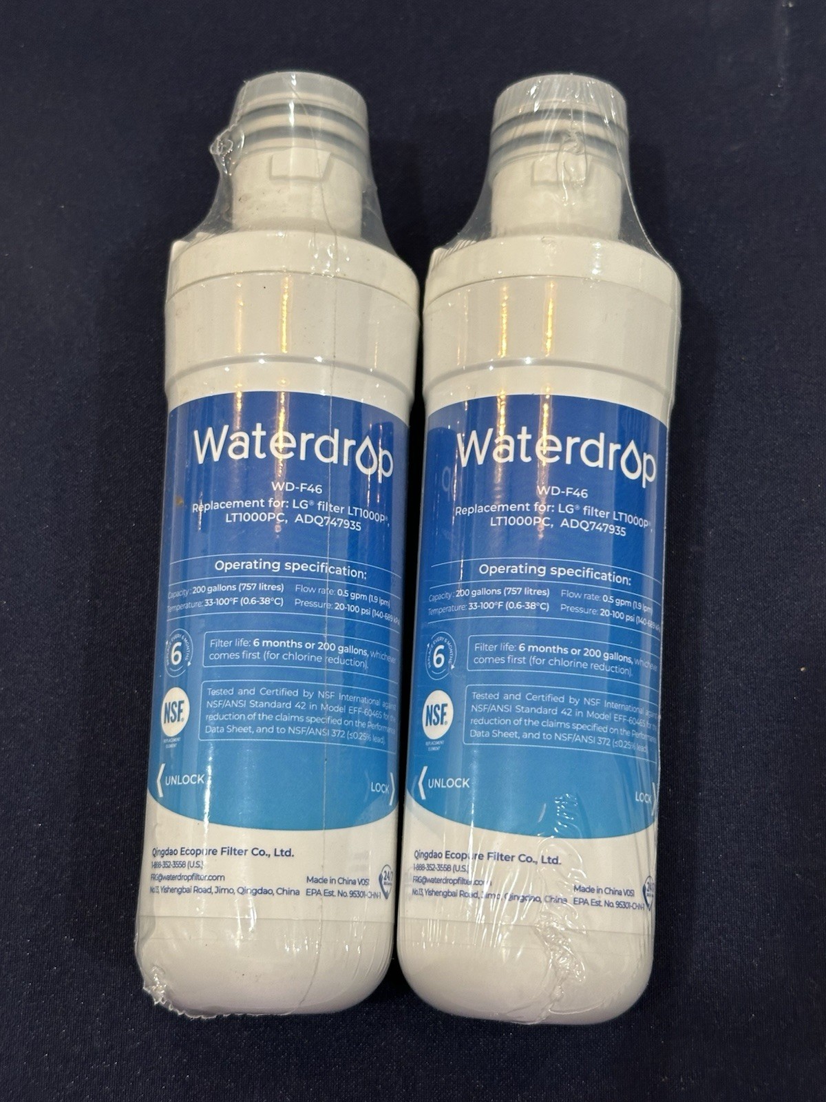 Waterdrop WD-F46 Replacement Refrigerator Water Filter New/Sealed