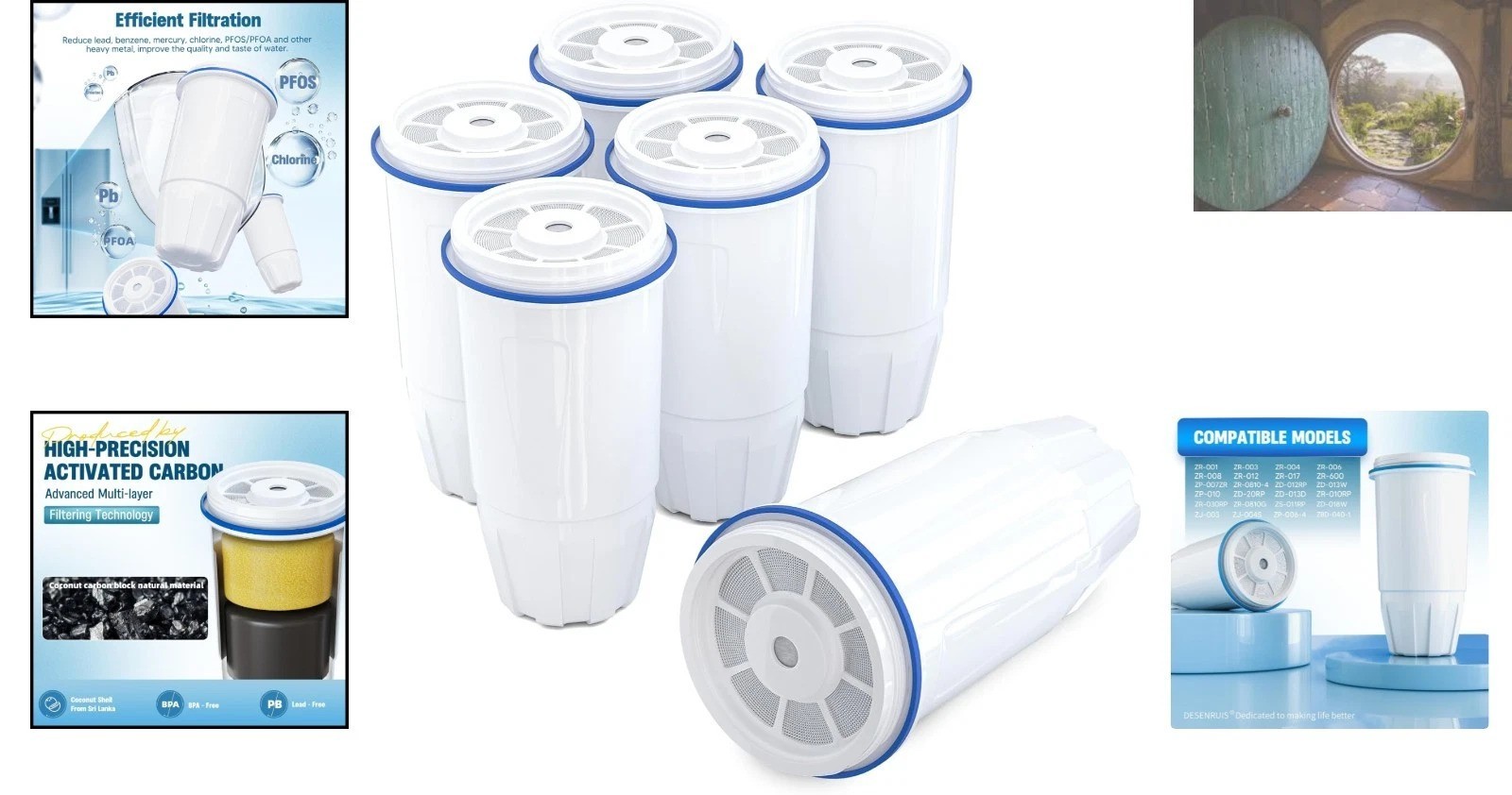Upgraded Water Filter Set for ZR-001, ZR-004, and ZP-006—Pack of 6 Filters