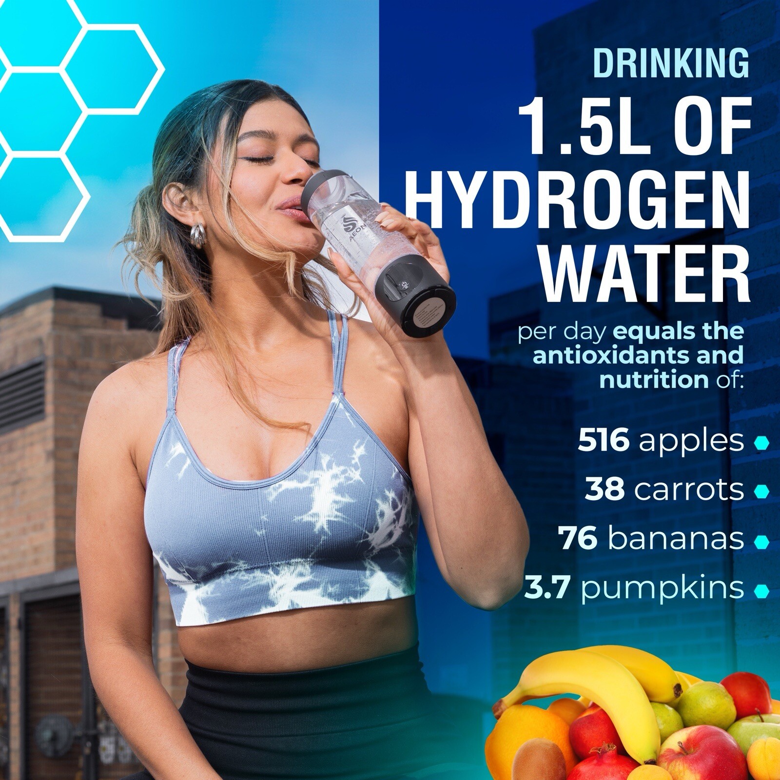 AeonPure Hydrogen Water Bottle Generator -SPE&PEM Rechargeable- 4.5PPM, Black
