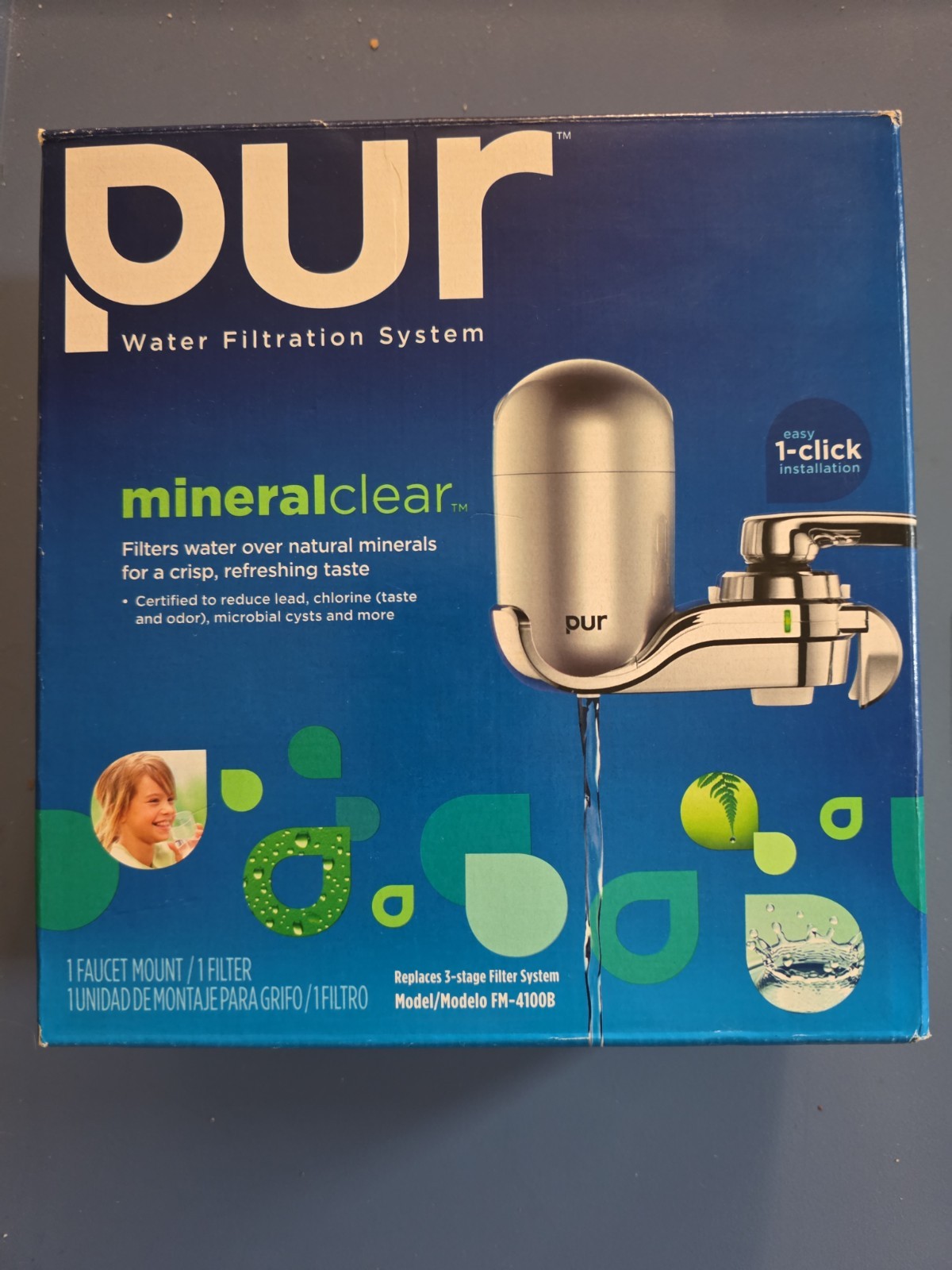 Open Box PUR Filter Water Filtration System Faucet Mount Chrome Finish FM-4100B