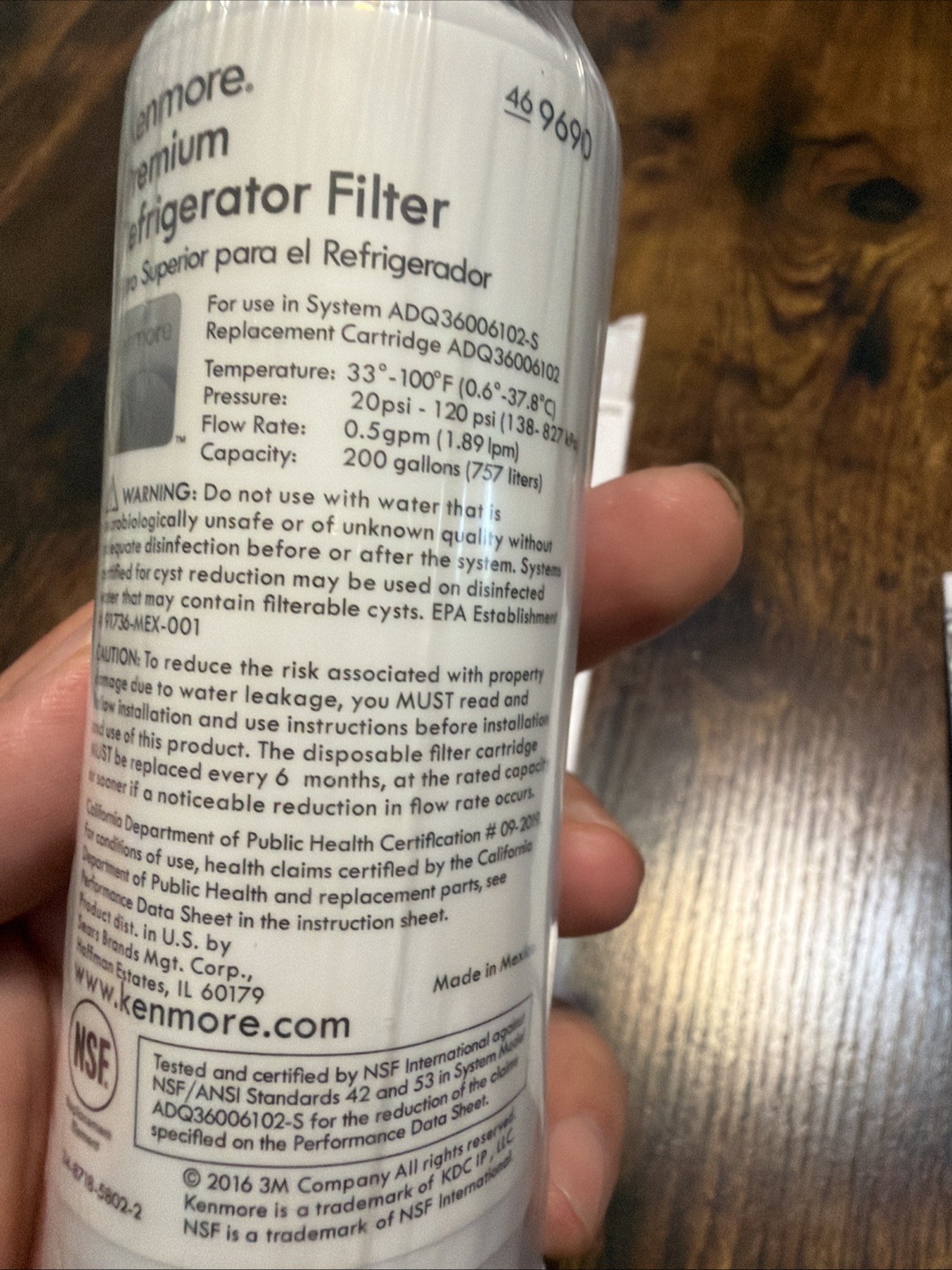 New 2 pcs Kenmore 46-9690 Refrigerator Water Filter KenmoreClear ADQ36006102