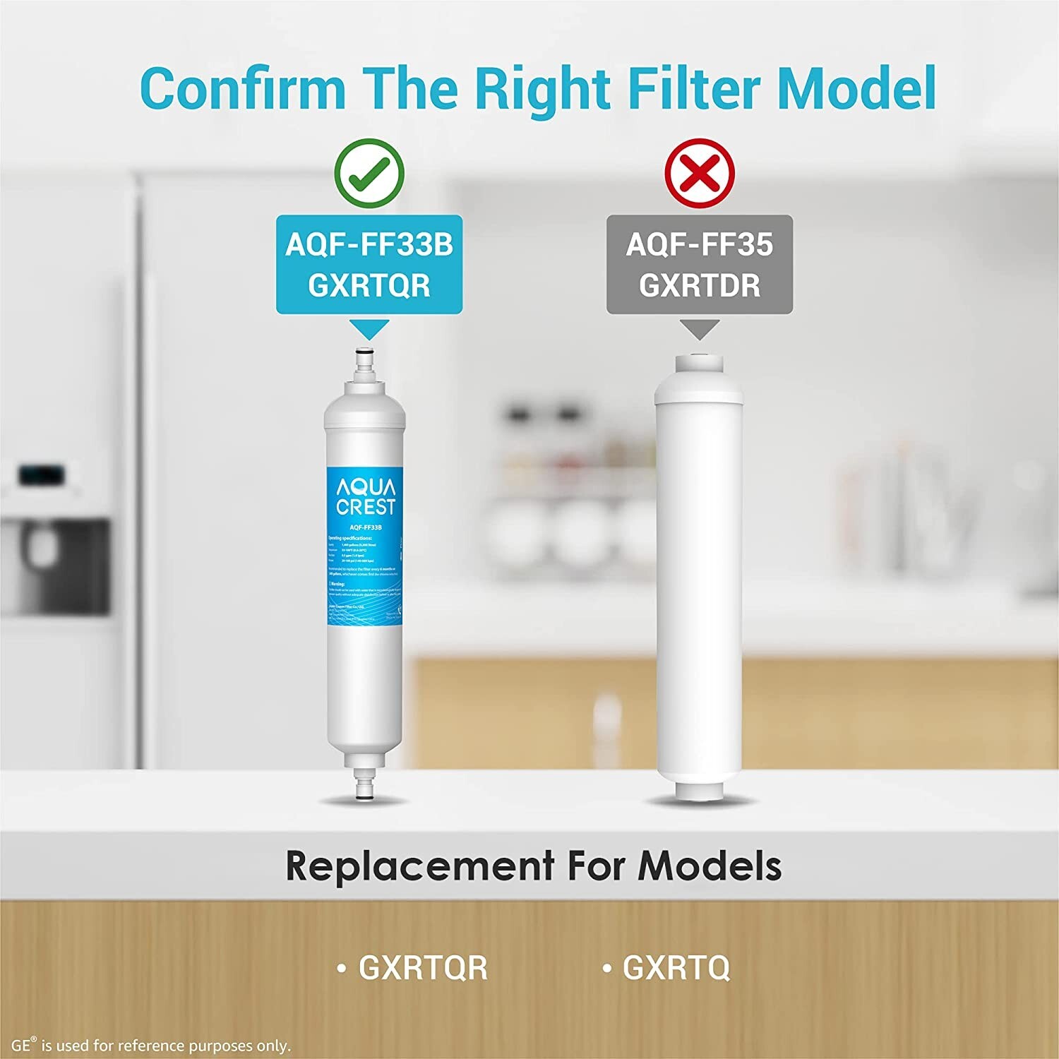 AQUA CREST GXRTQR Inline Water Filter, replacement for GE® GXRTQR, NSF Certified