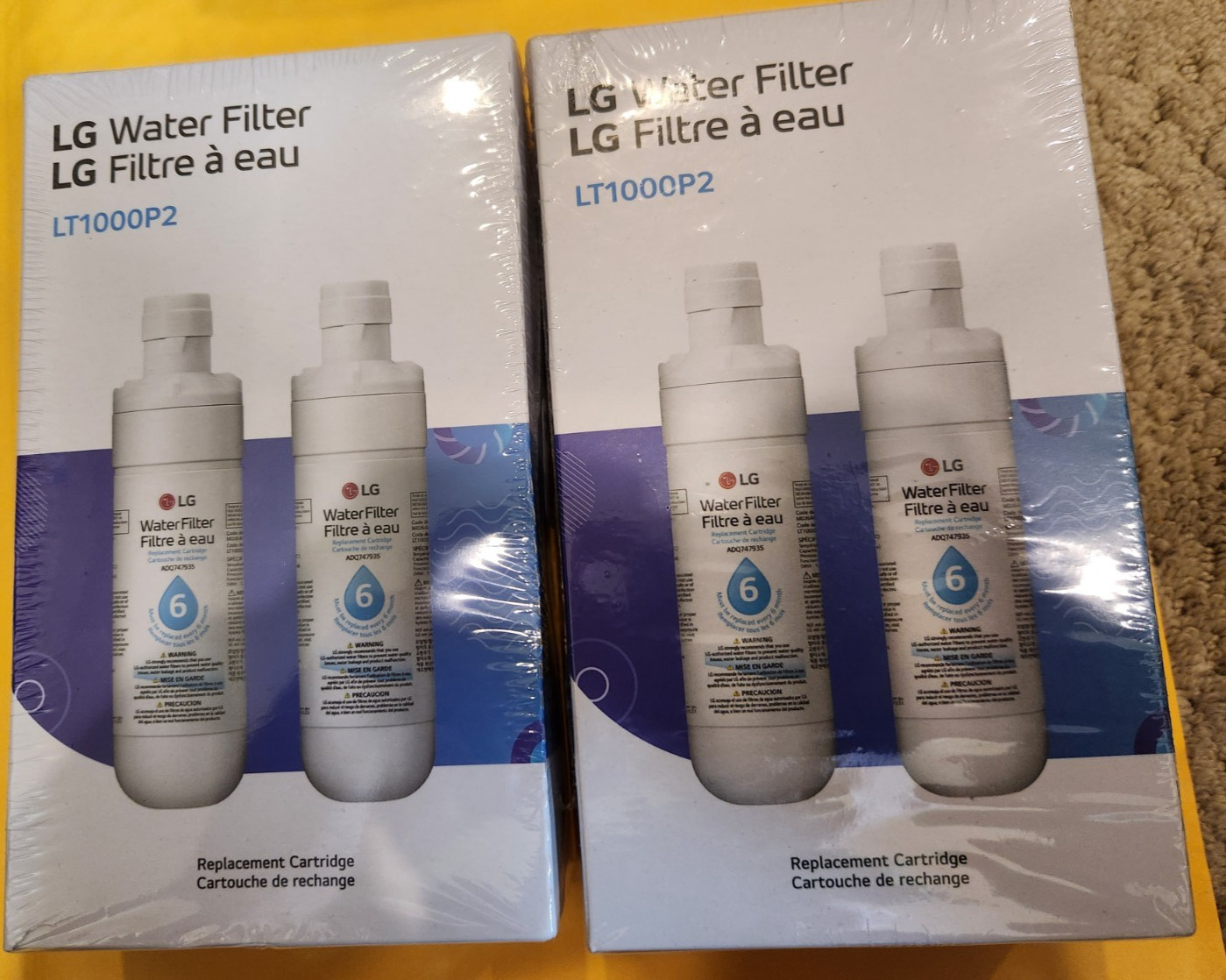 4 pack Genuine LG LT1000P2 Refrigerator Water Filter ADQ747935 **NEW SEALED**