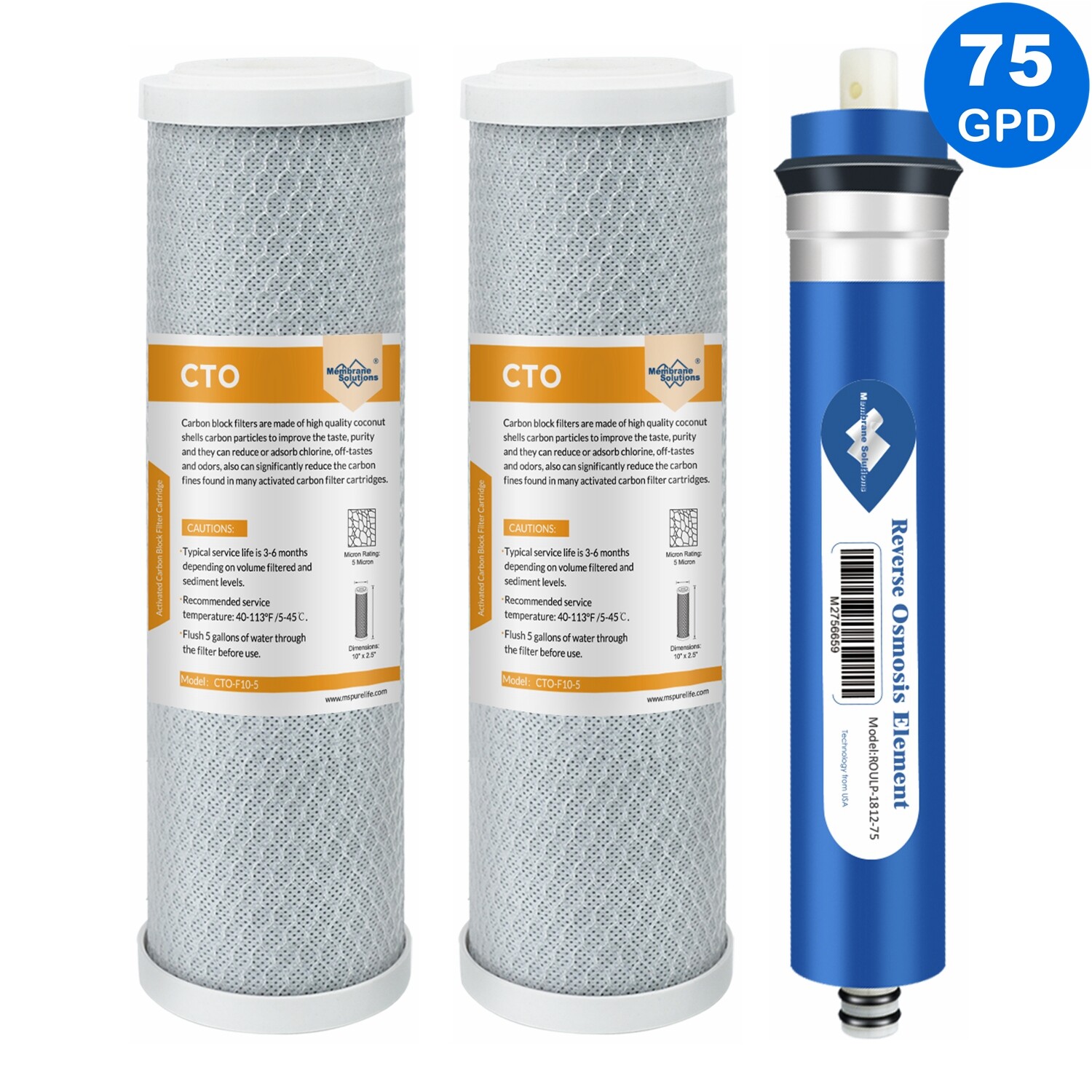 75 GPD RO Membrane Carbon Water Filter for GE FX12P FX12M Reverse Osmosis System
