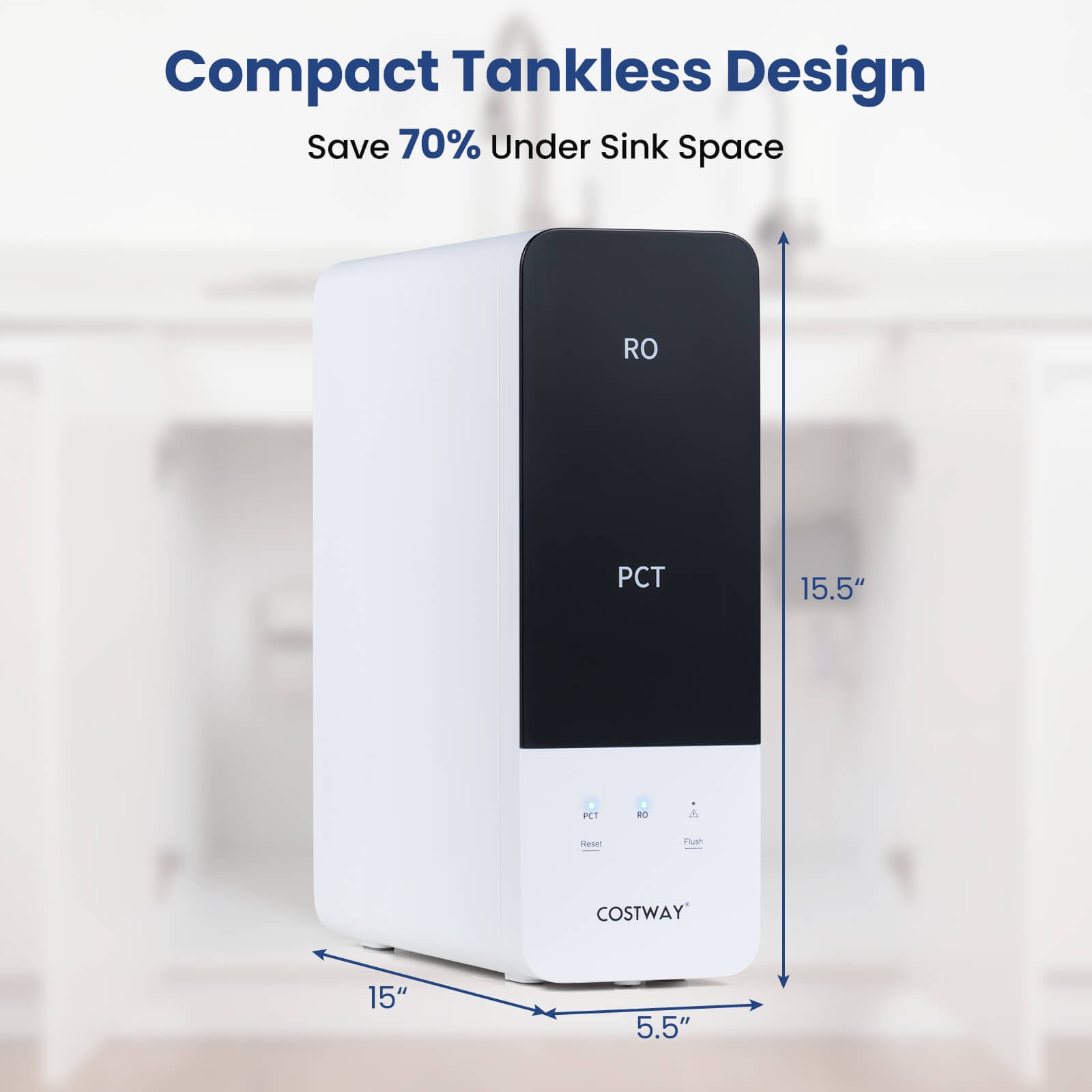 600 GPD Tankless Under-Sink RO System w/ 8-Stage Filtration & Smart LED Faucet