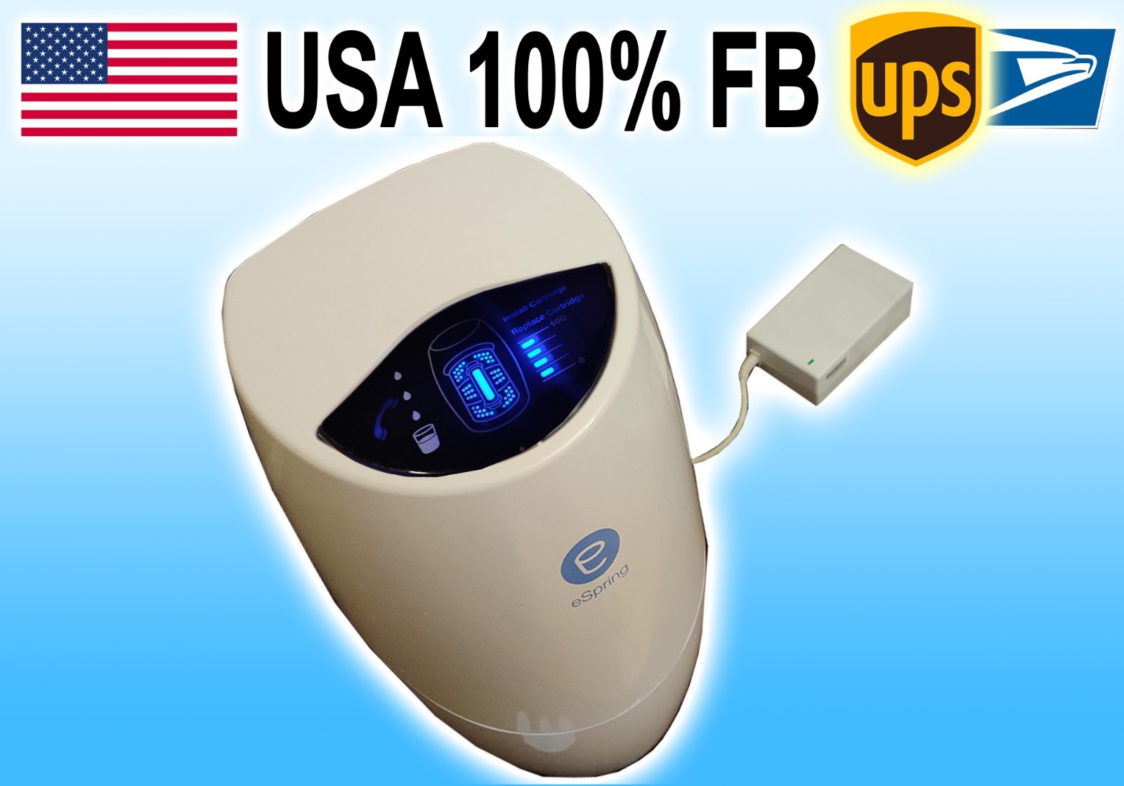 Amway eSpring UV Water Filter Purifier 10-0185, Turns ON, With Faucet and Filter