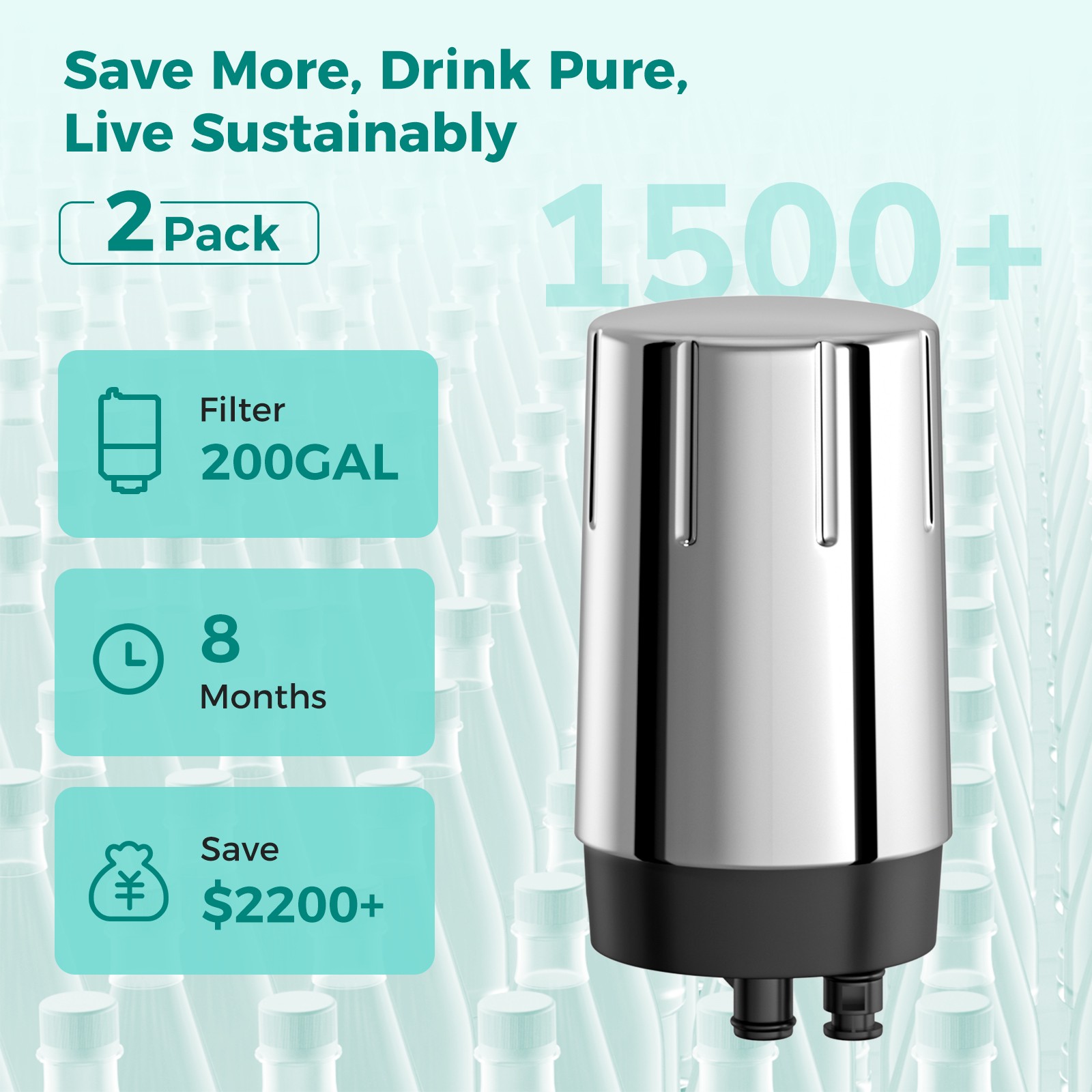 2-PCS FF-100 Brita Faucet Filter for Brita FR-200 36311 36312 Chrome Finish US
