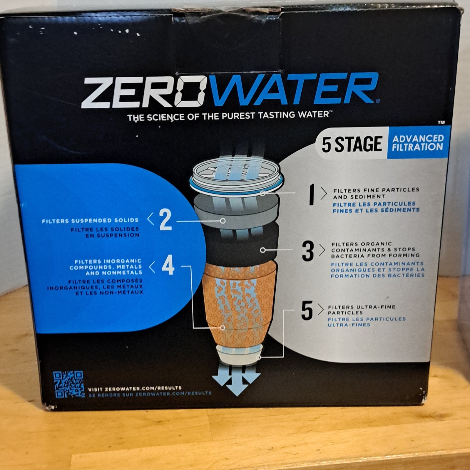 ZeroWater 5-Stage Filter Jug Dispenser Pitcher w/ Spigot 2.8L Blue/White