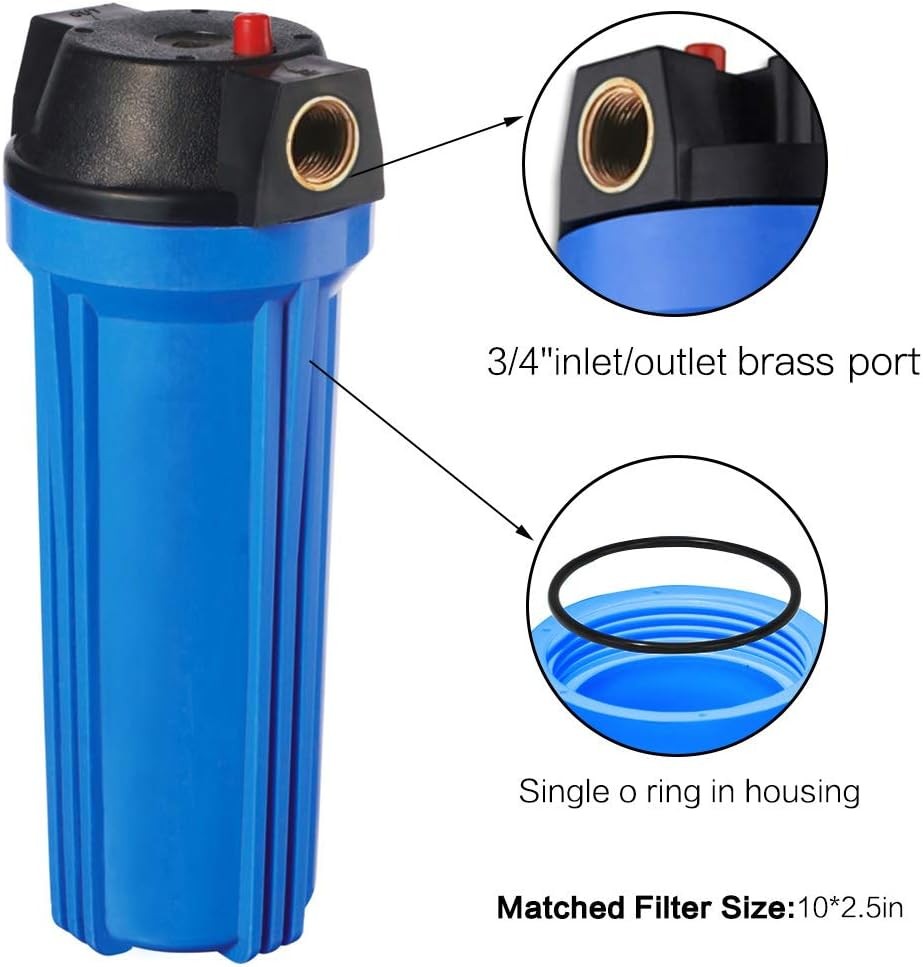 10-Inch Whole House Slim Water Filter Housing for 2.5″x10″Filter – 3/4″NPTBrass