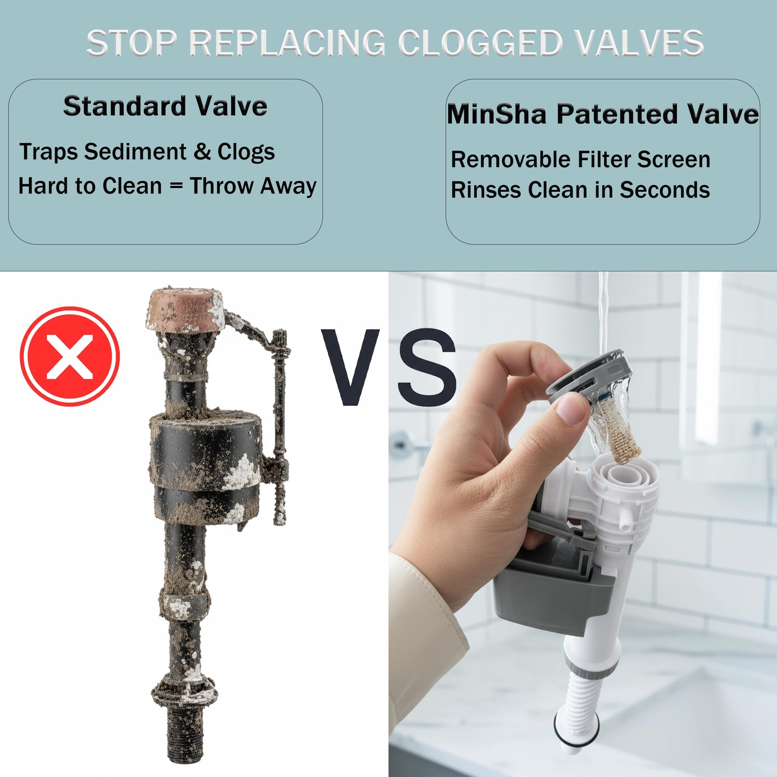 1 PCS Universal Toilet Fill Valve 400H Adjustable Water Control AntiLeak