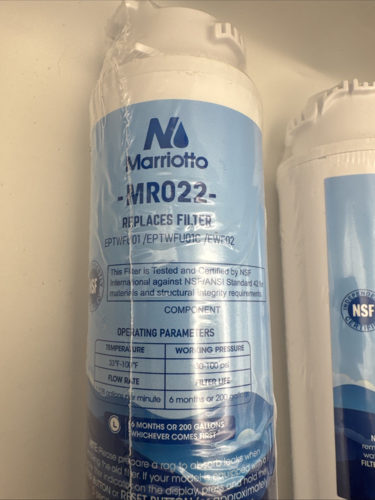 Marriotto MR022 Replacement Water Filter – Pack Of 2 – New Sealed