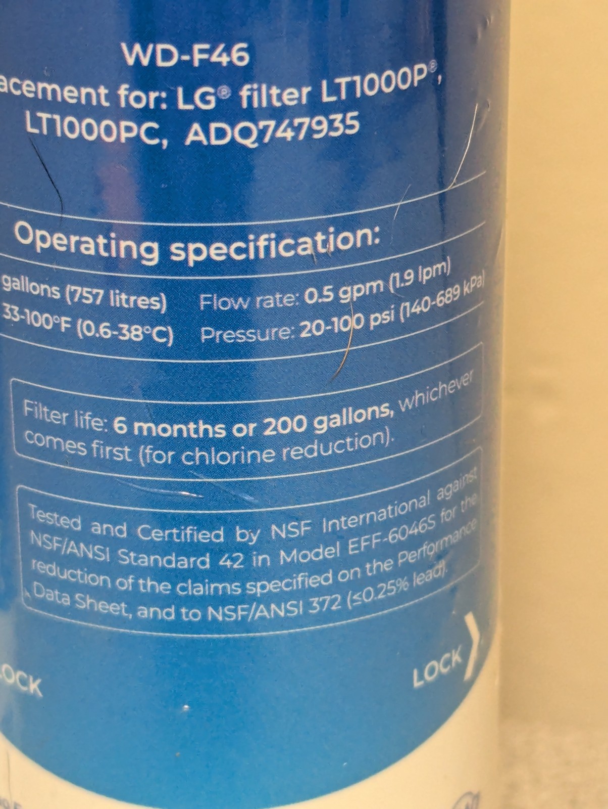 2 Pack Waterdrop Replacement Refrigerator Water Filter WD-F46 for LG