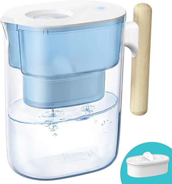 Waterdrop Chubby 10-Cup Water Filter Pitcher with 1 Filter, Long-Lasting 200 gal